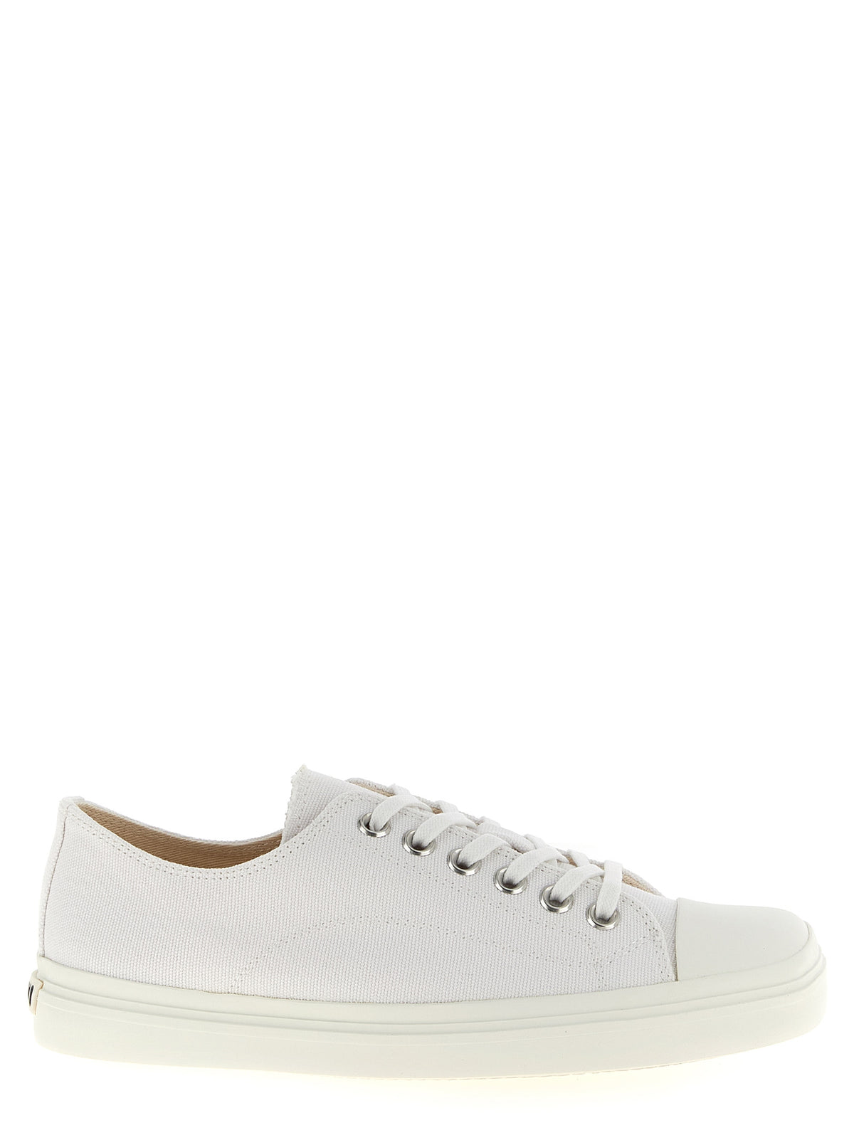 White Cotton Low Top Sneakers