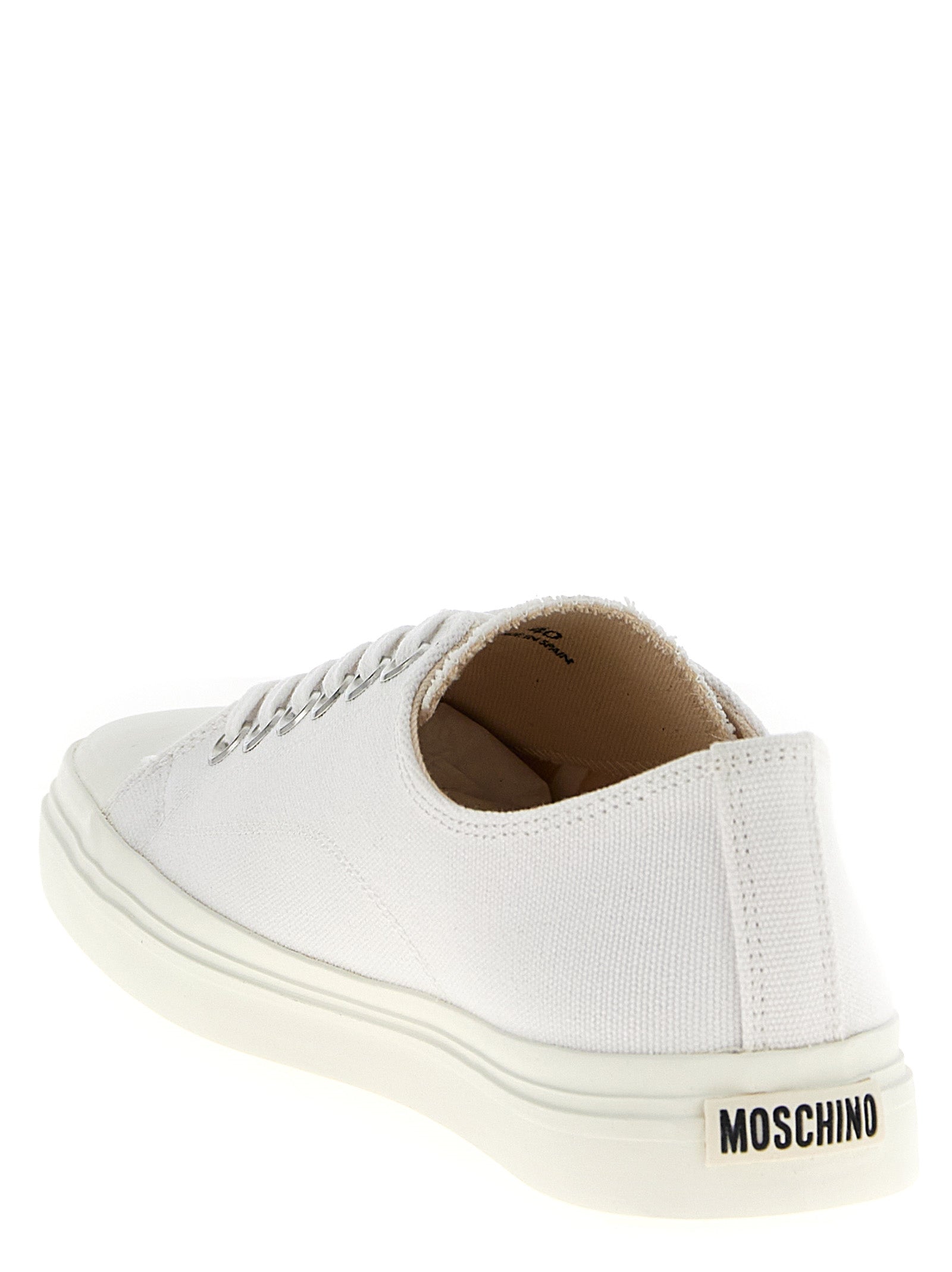 White Cotton Low Top Sneakers
