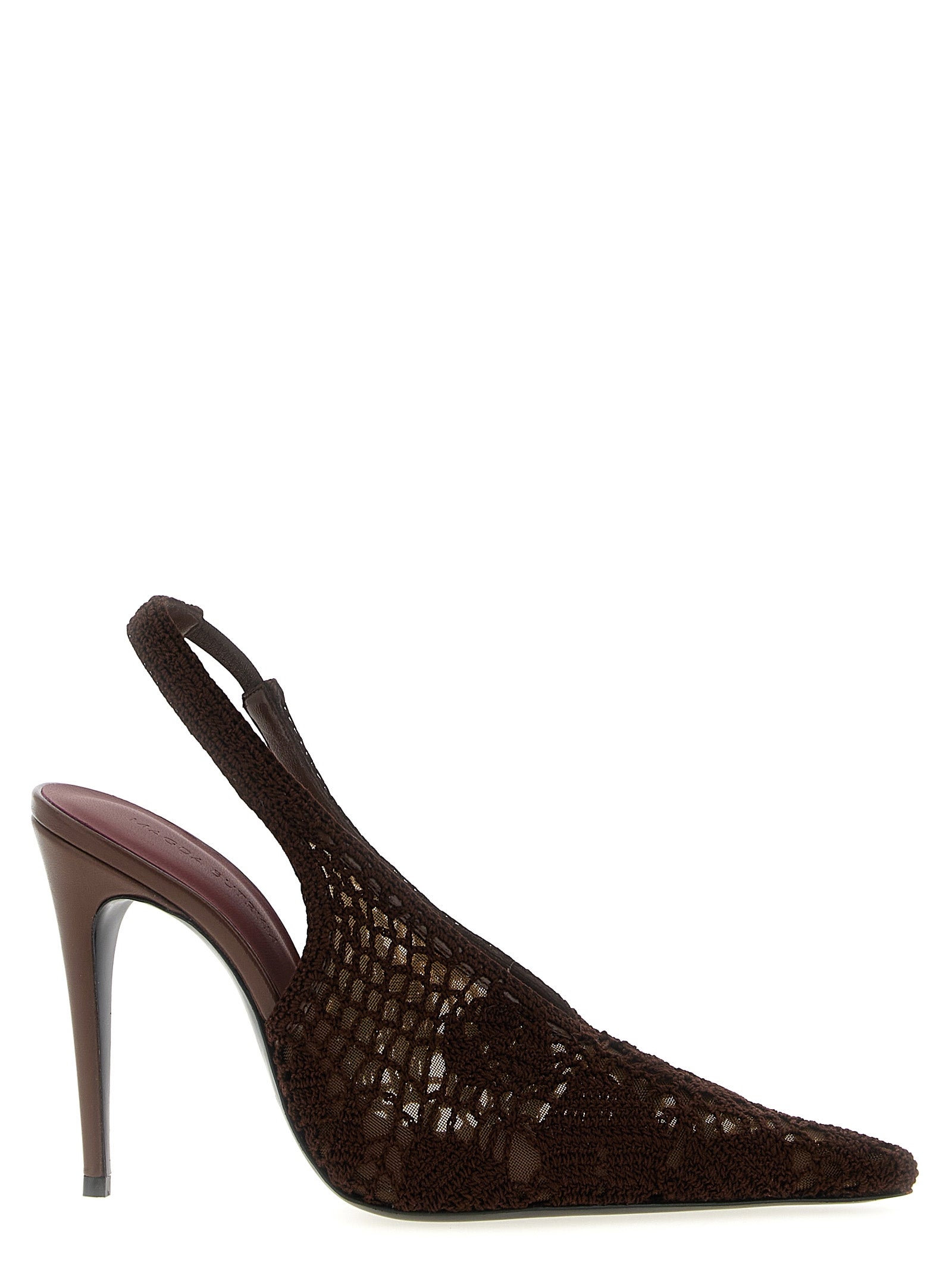 Brown Cotton High Heel Pumps
