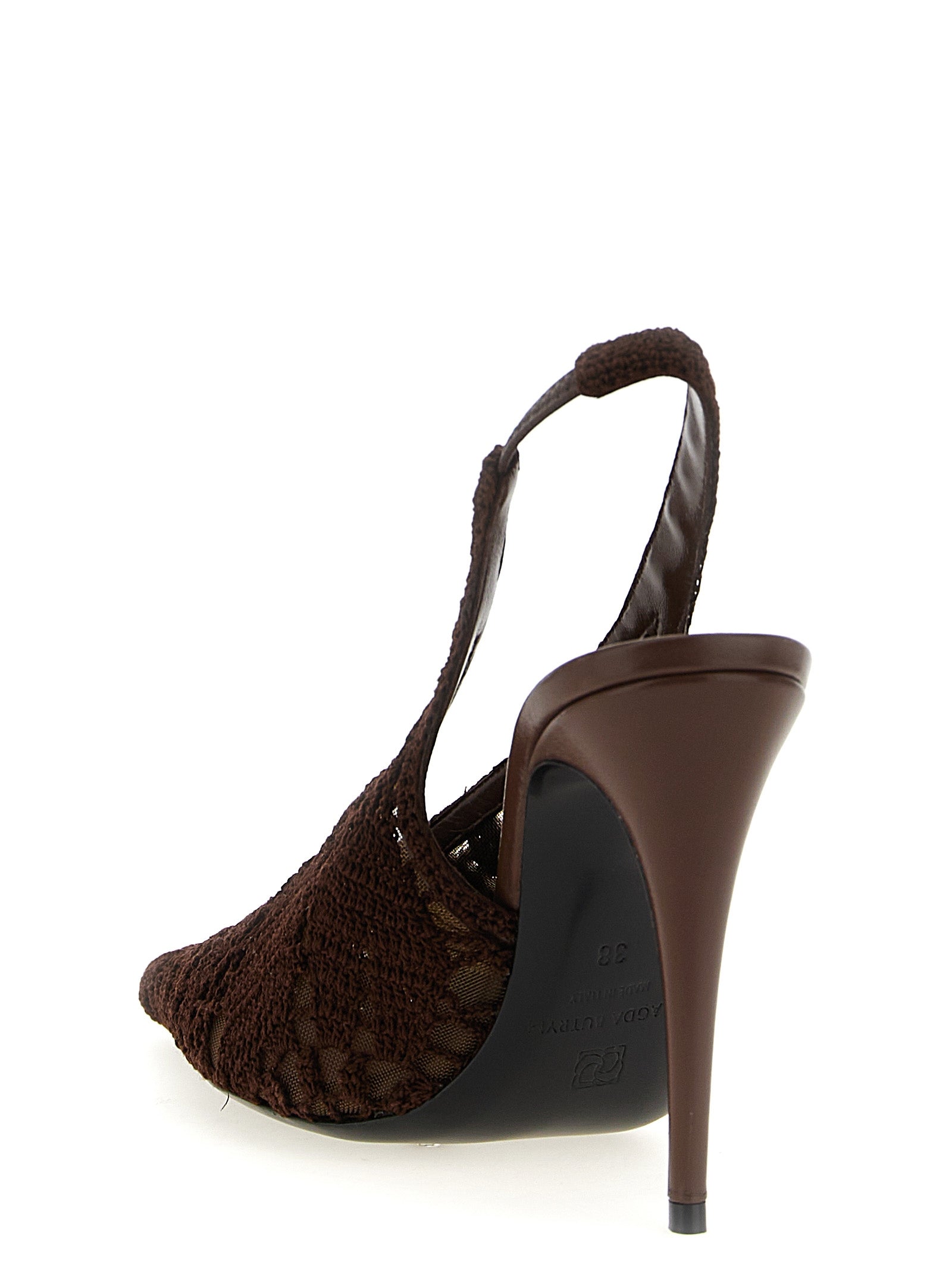 Brown Cotton High Heel Pumps