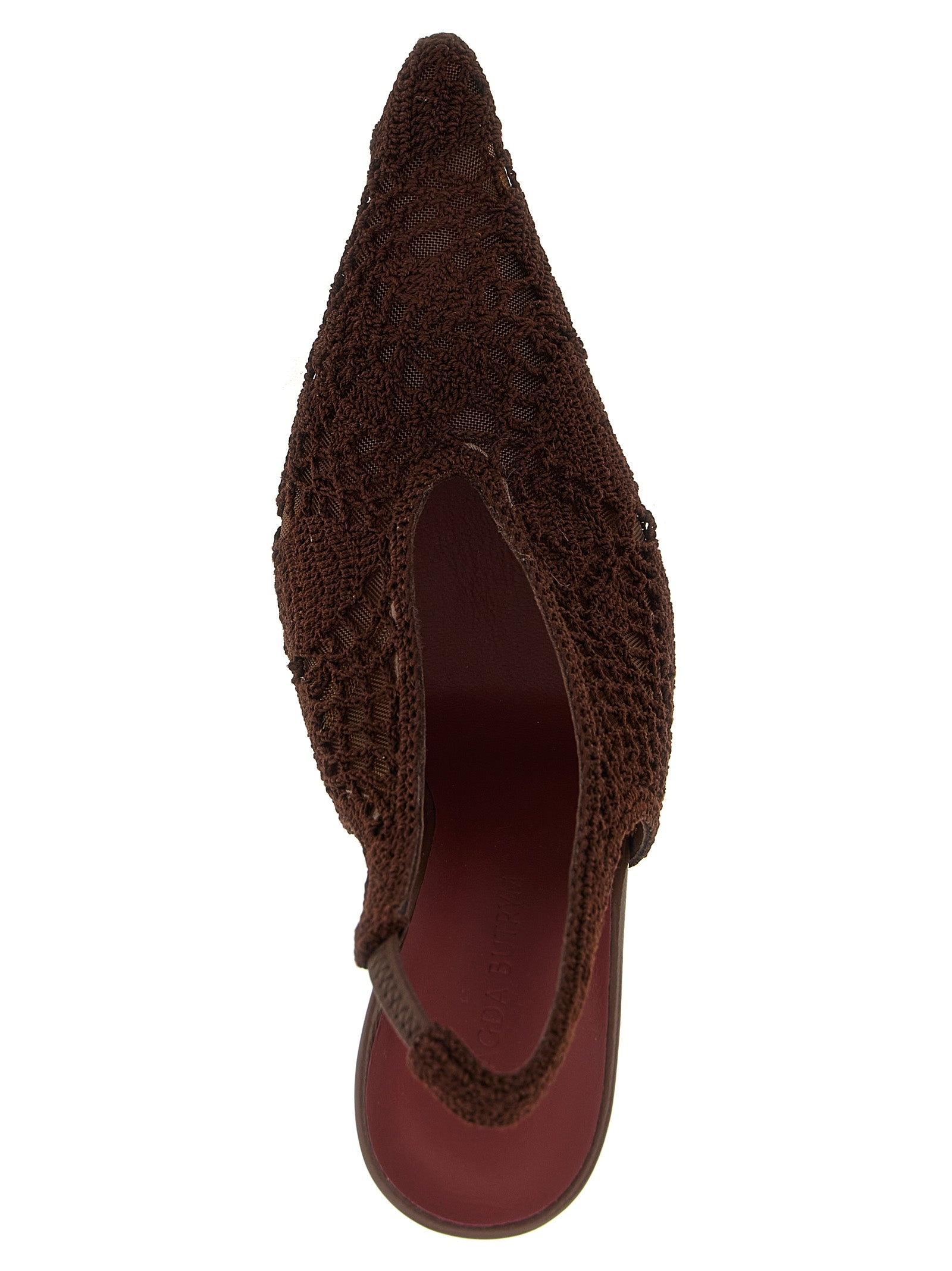 Brown Cotton High Heel Pumps