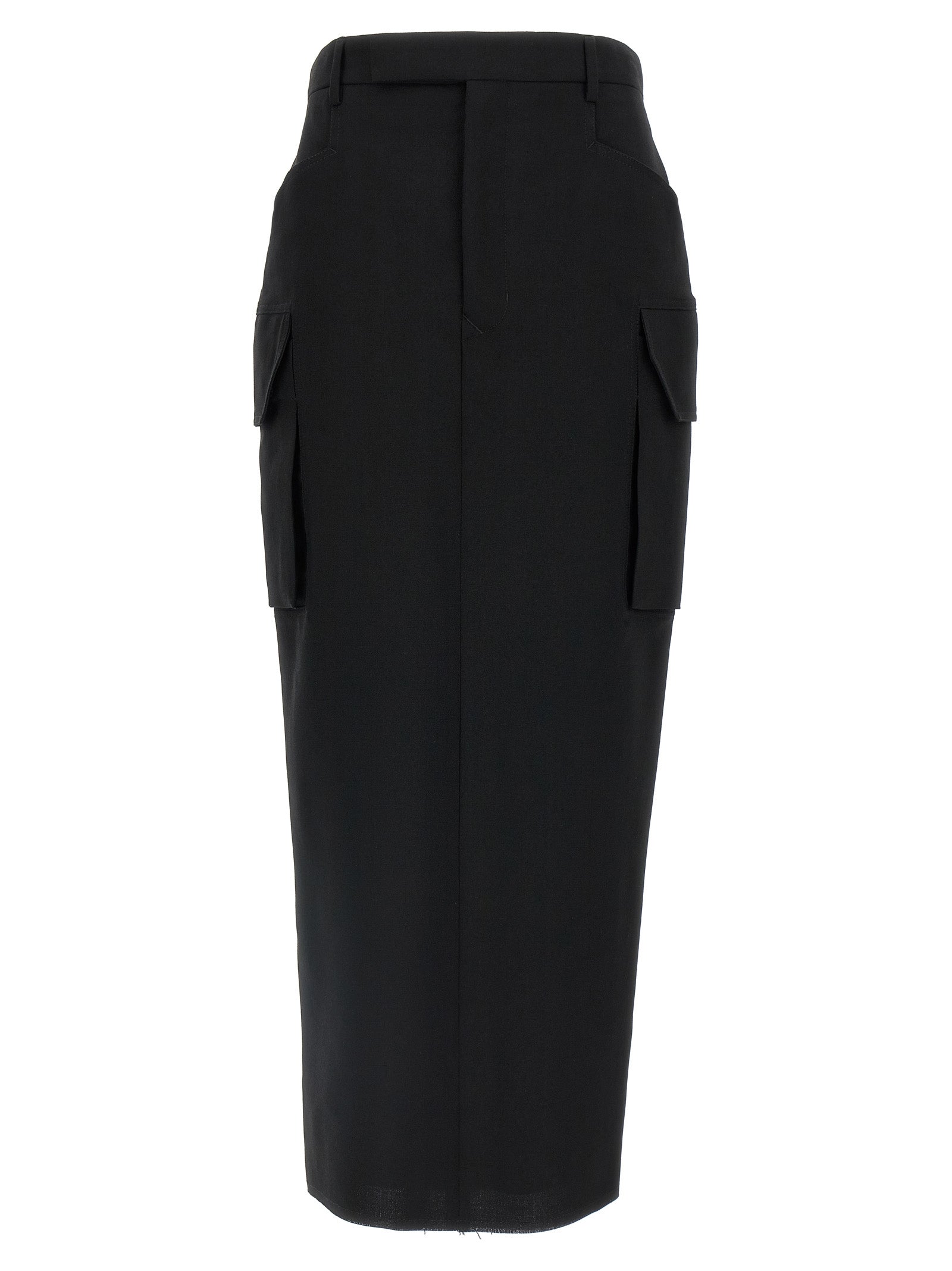 Black Wool Midi Skirt