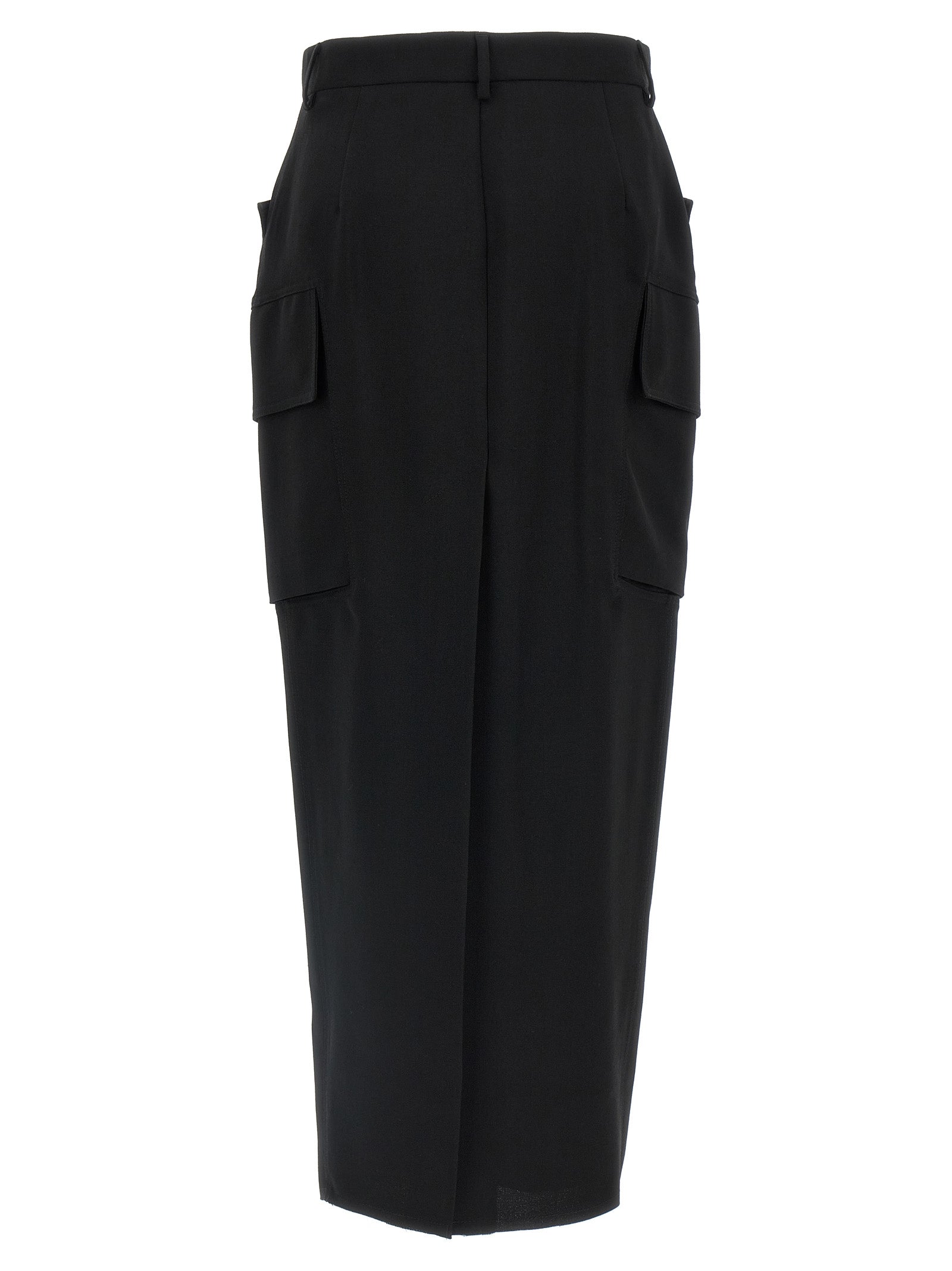 Black Wool Midi Skirt
