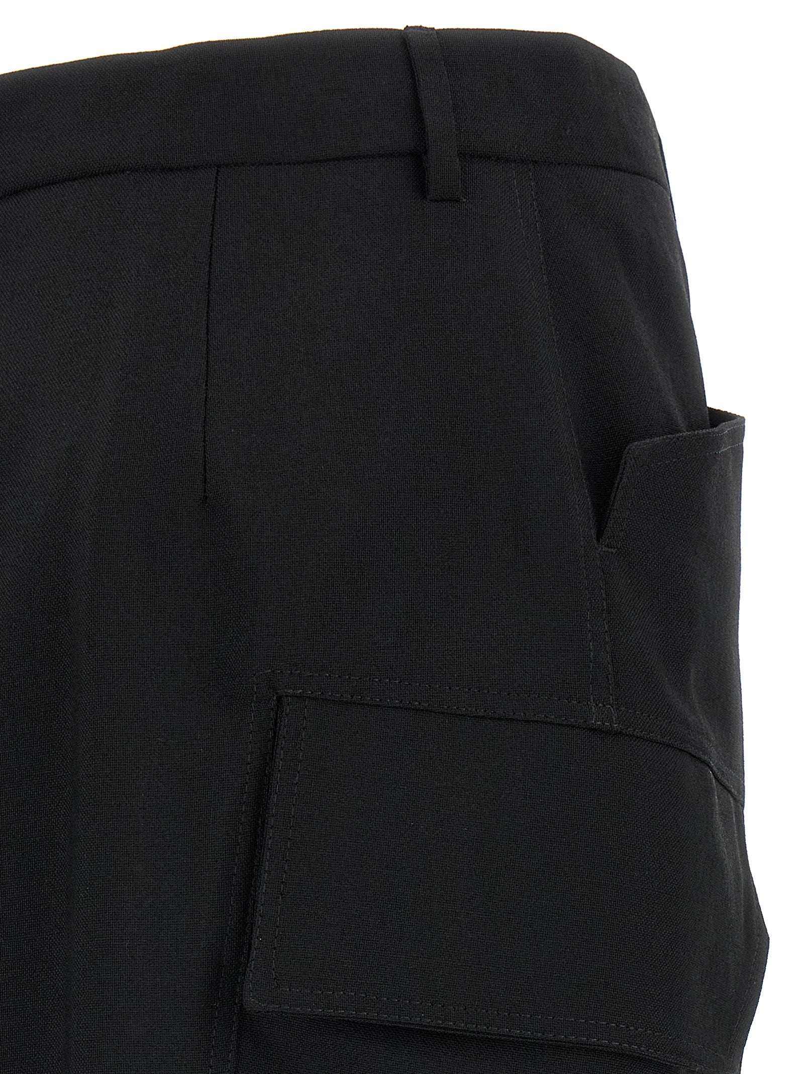 Black Wool Midi Skirt