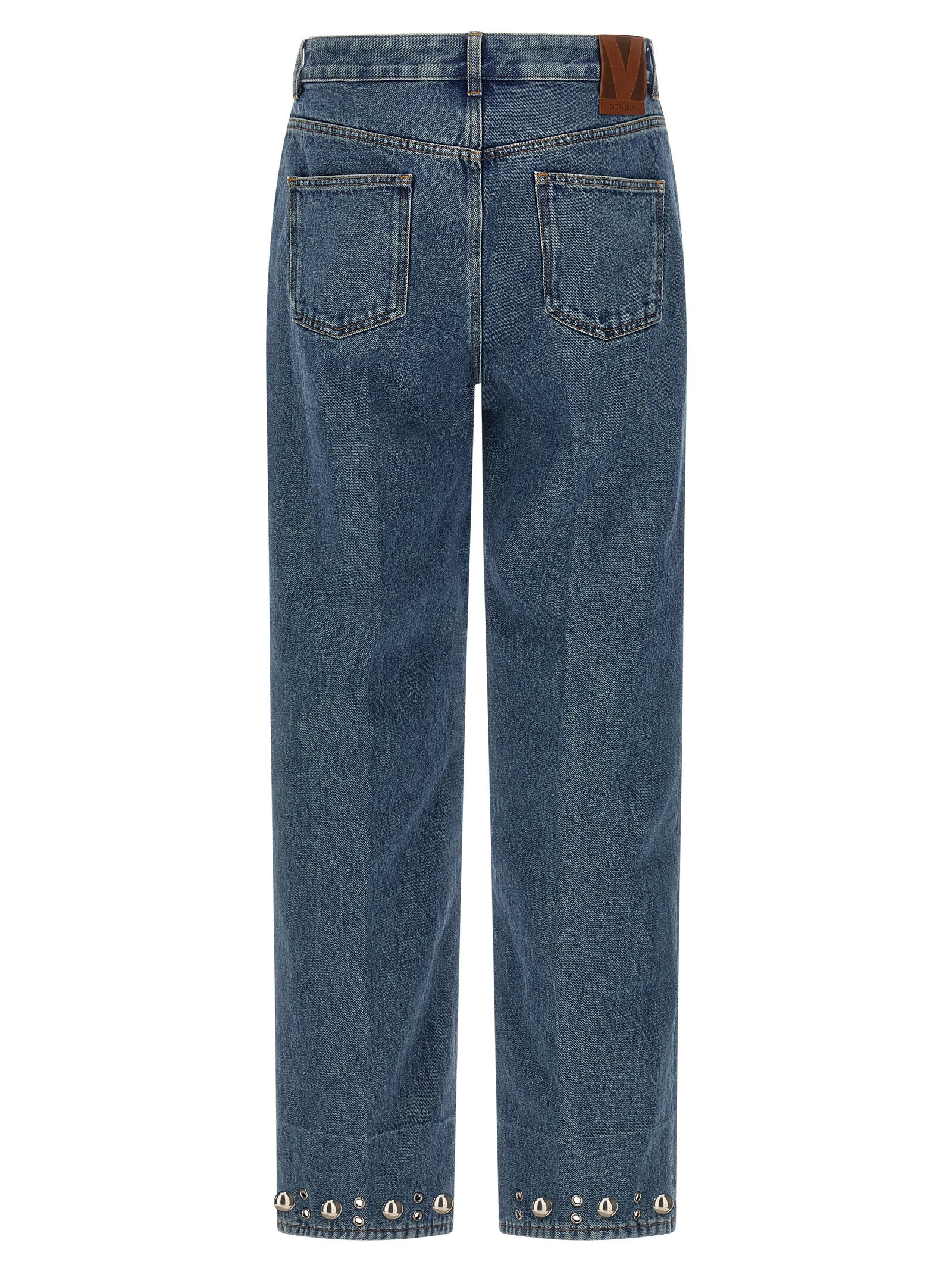 Blue Cotton Straight-Leg Jeans