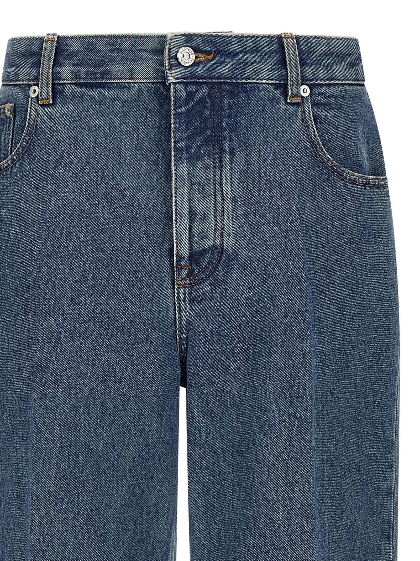 Blue Cotton Straight-Leg Jeans