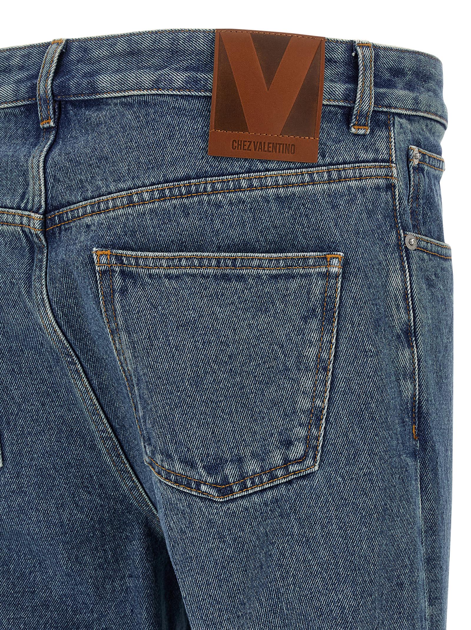 Blue Cotton Straight-Leg Jeans