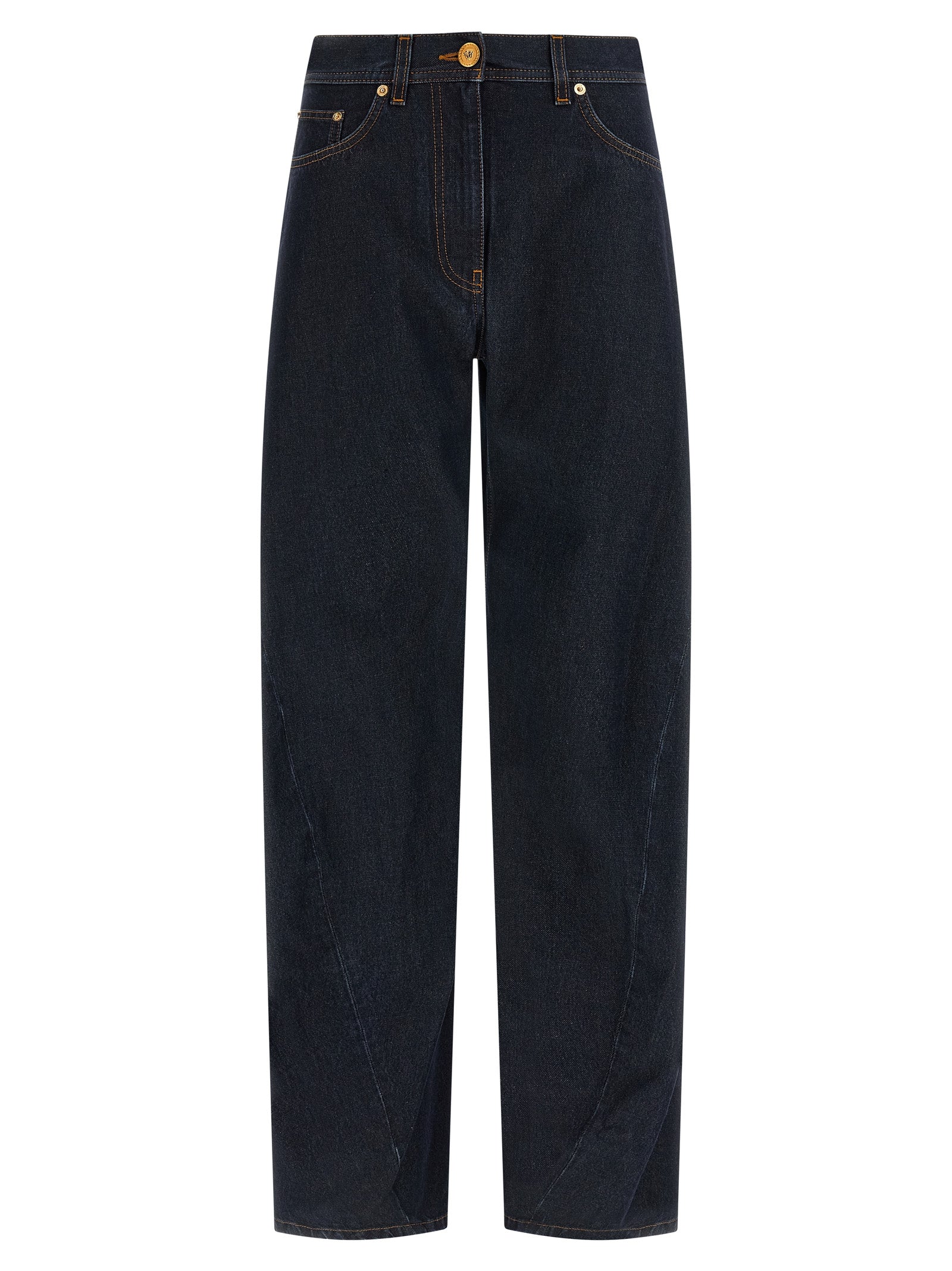 Blue Cotton High-Waisted Jean