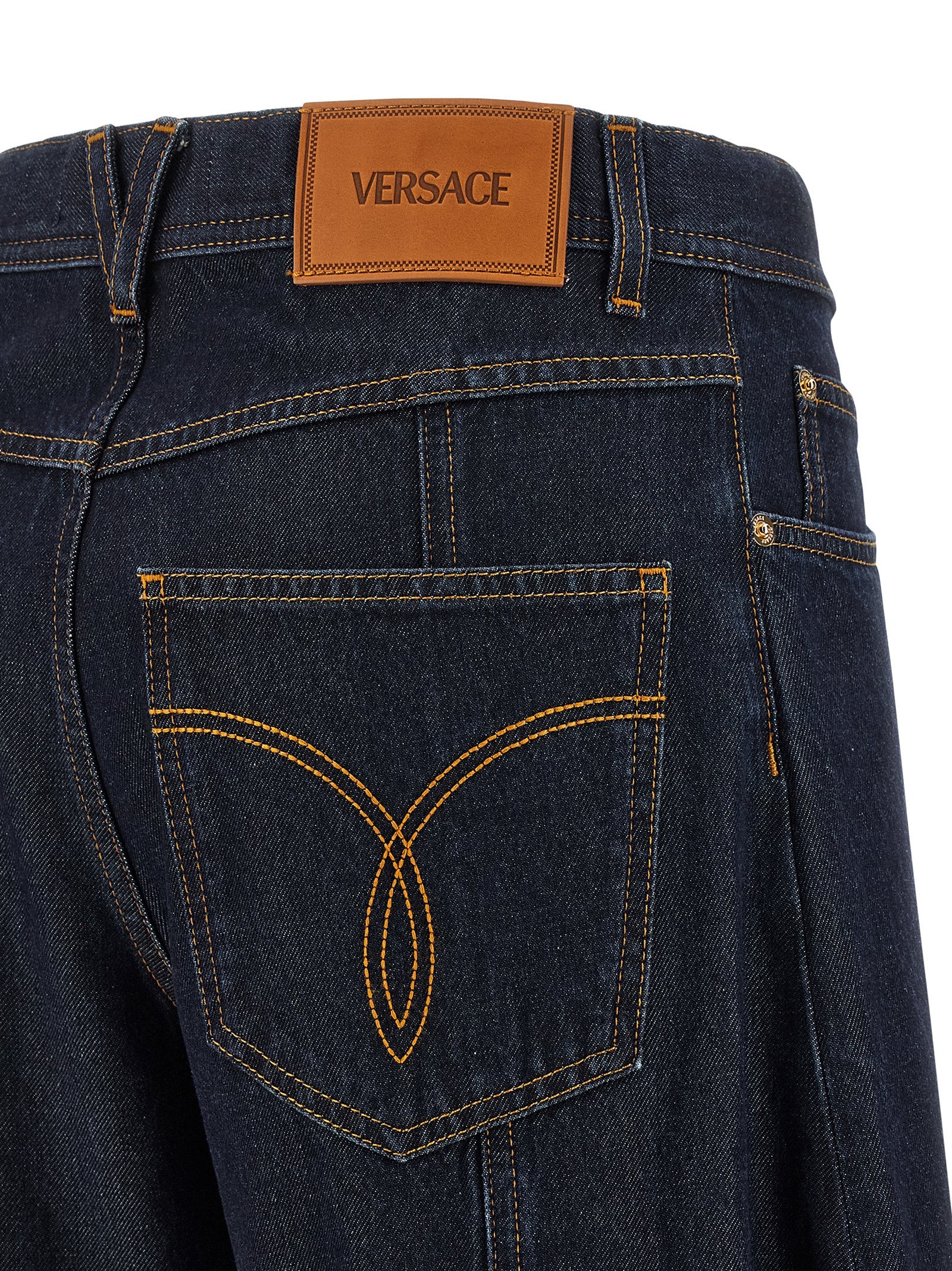 Blue Cotton High-Waisted Jean