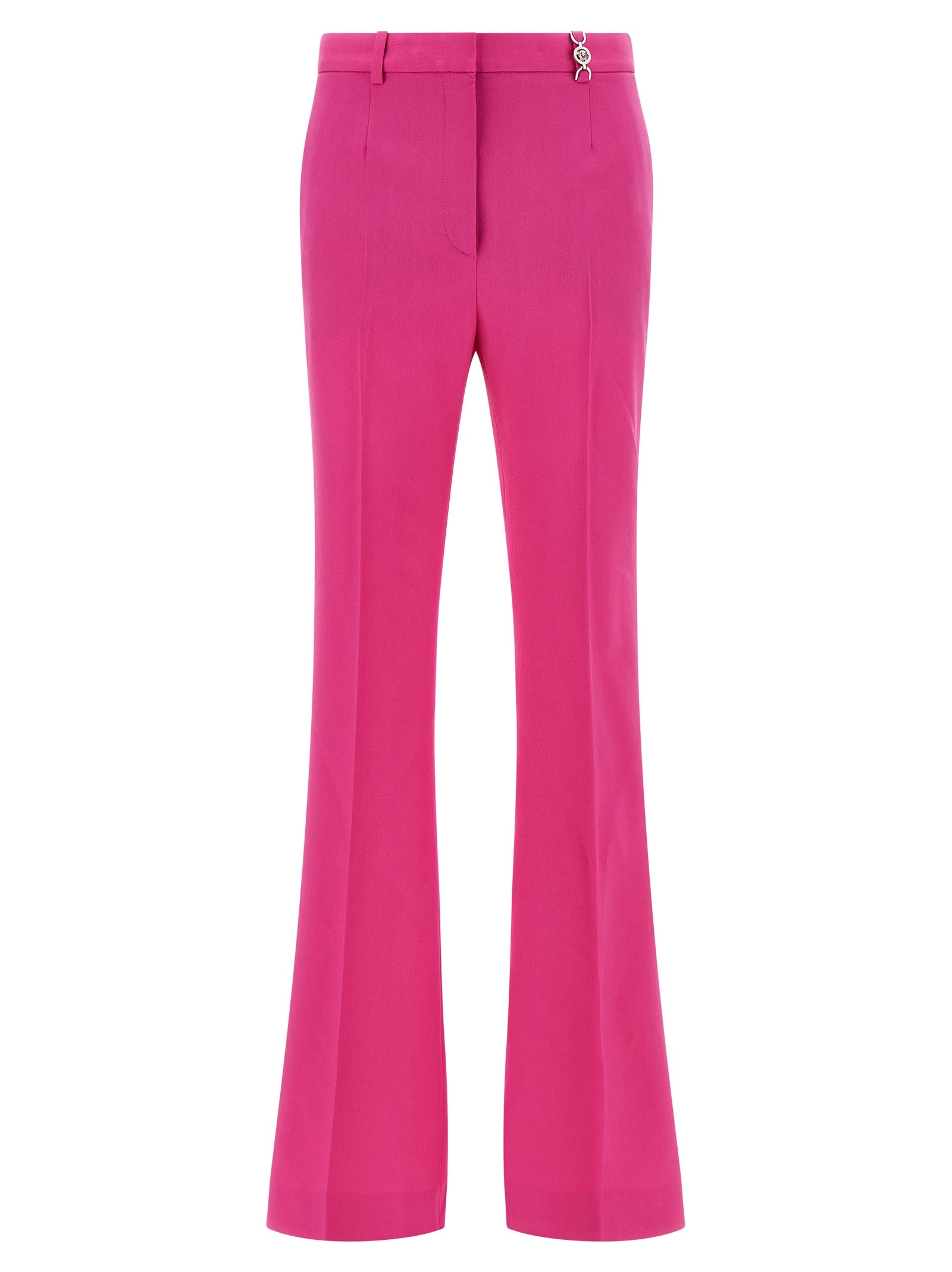 Fuchsia Virgin Wool Flared Pants