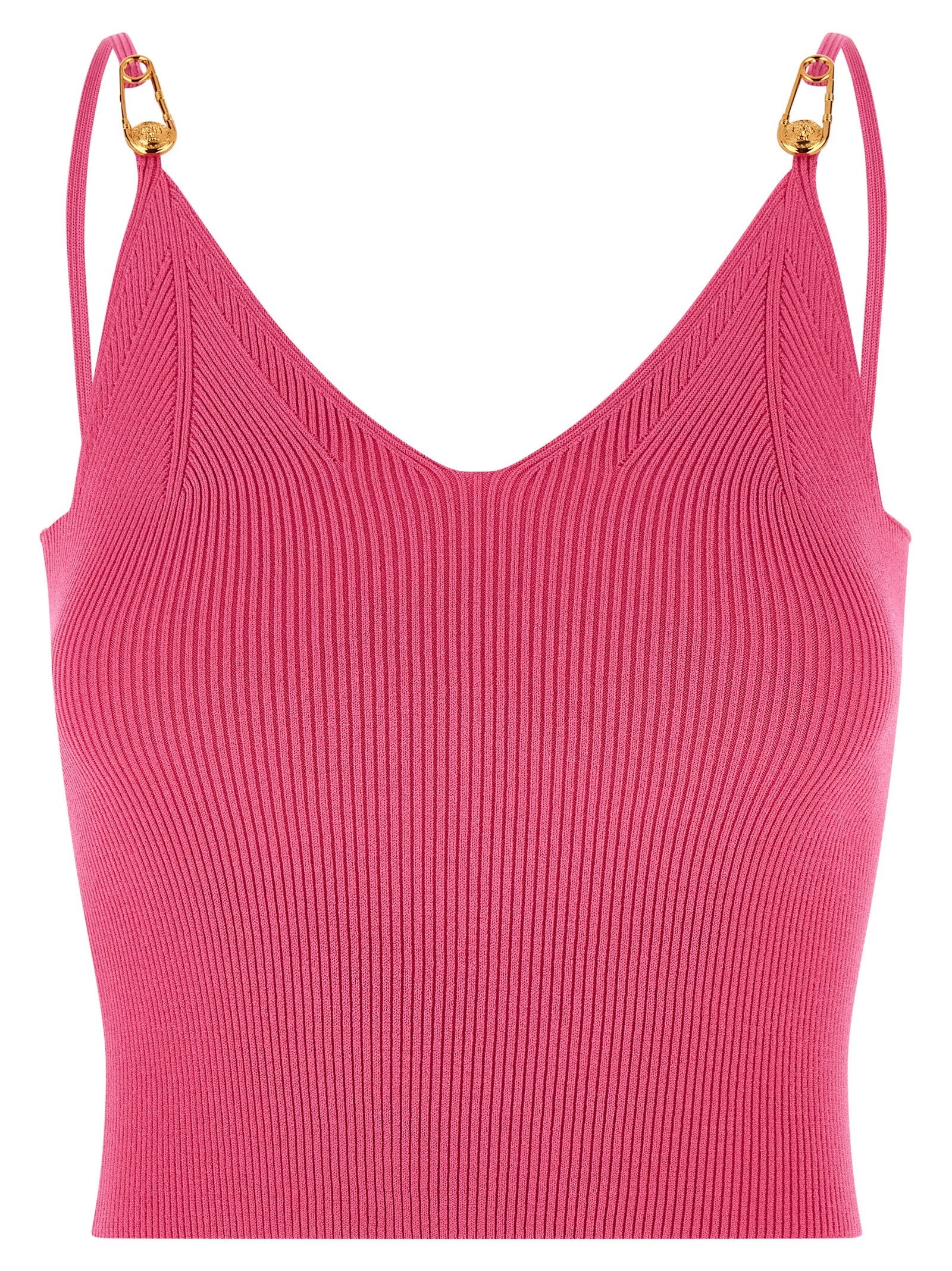 Fuchsia Viscose Sleeveles T-Shirt