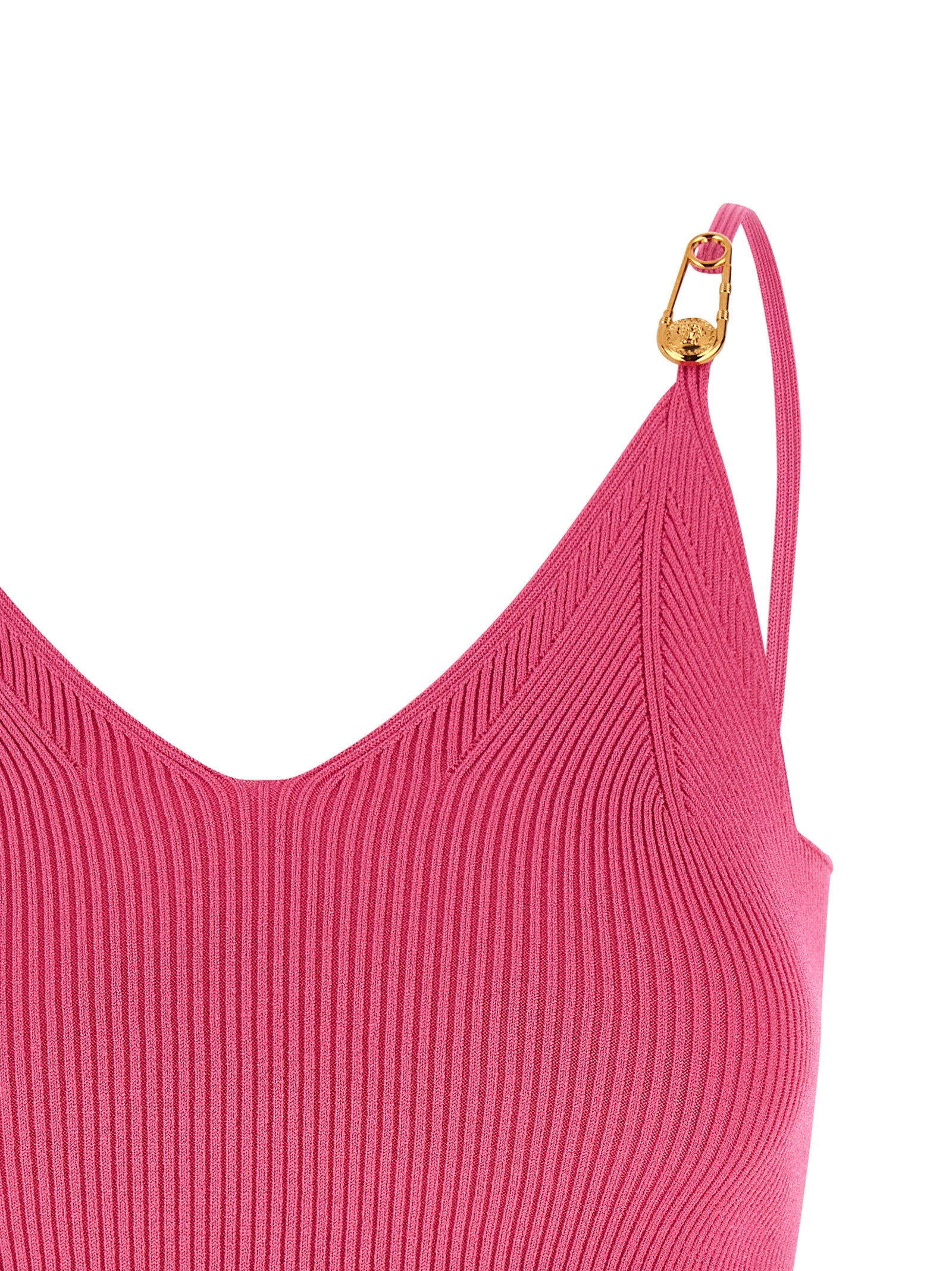 Fuchsia Viscose Sleeveles T-Shirt