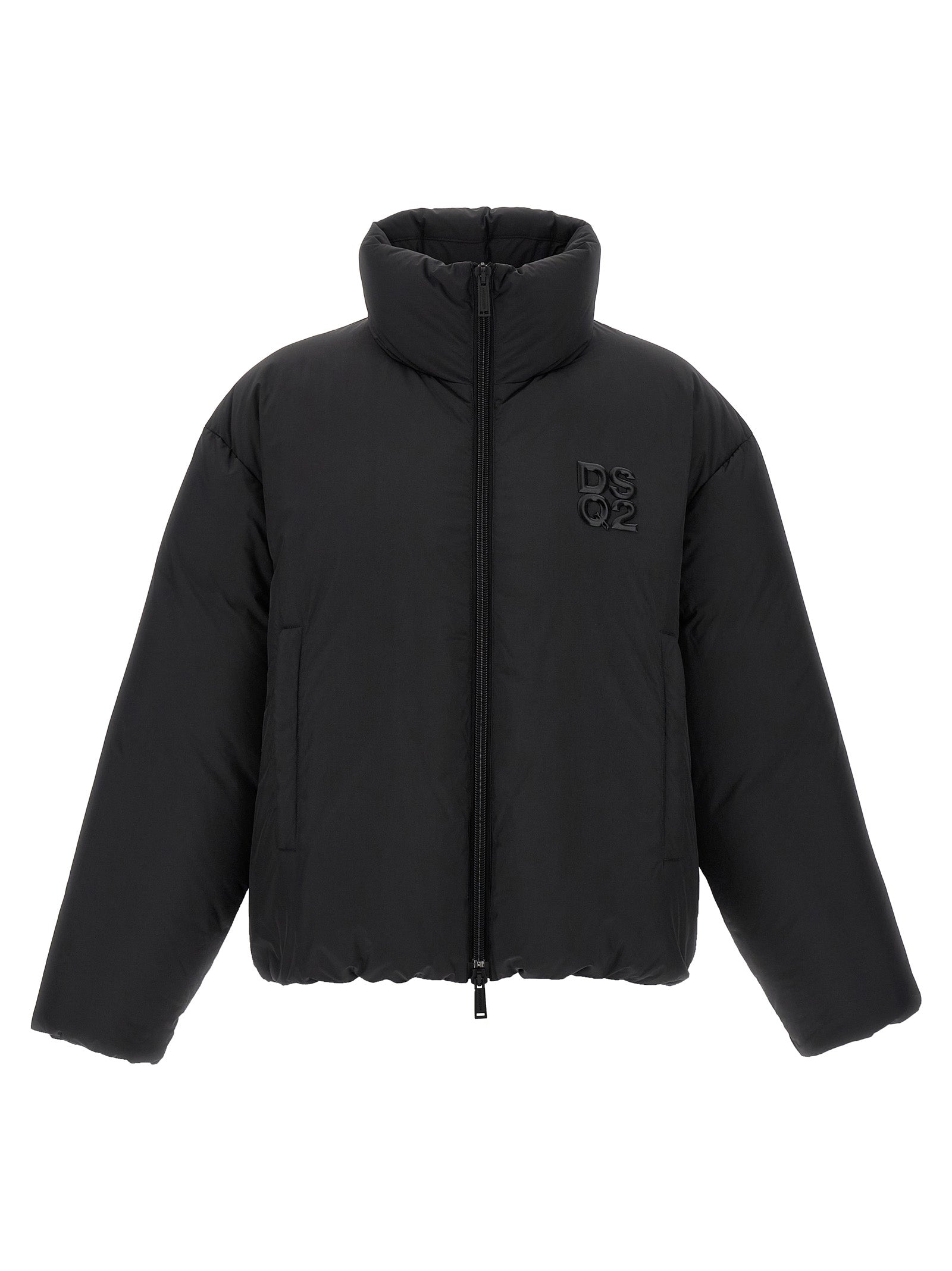 Black Polyester Full-Length Jacket