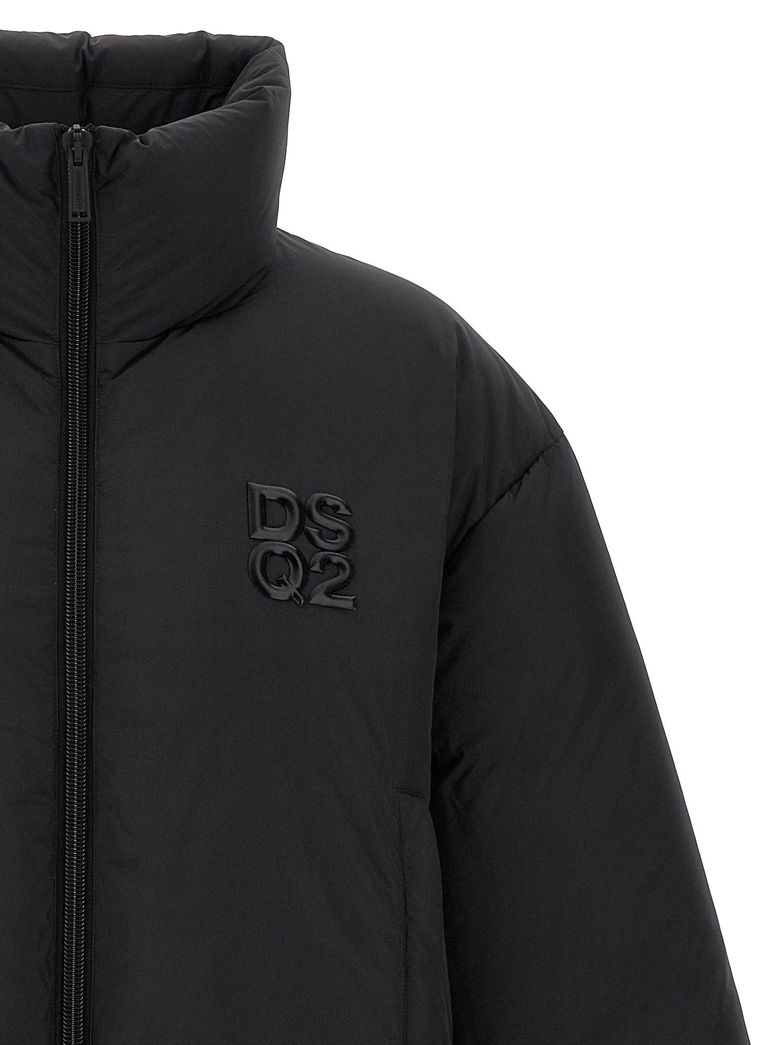 Black Polyester Full-Length Jacket