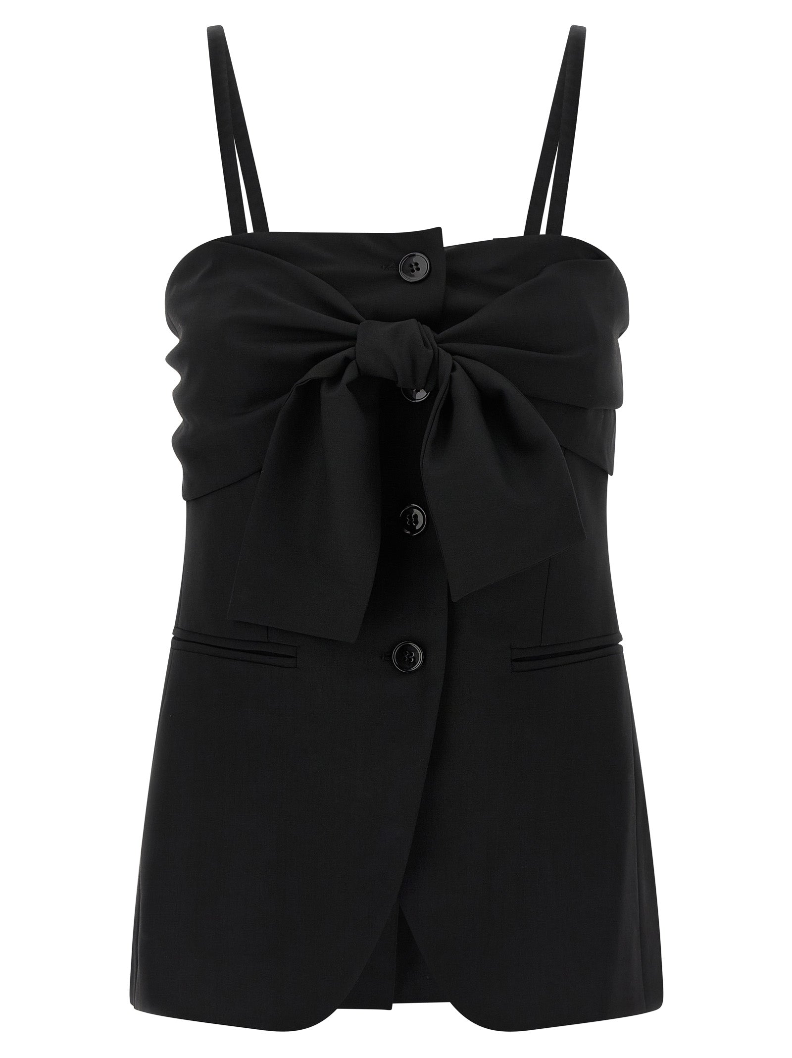 Black Virgin Wool Tank Tops