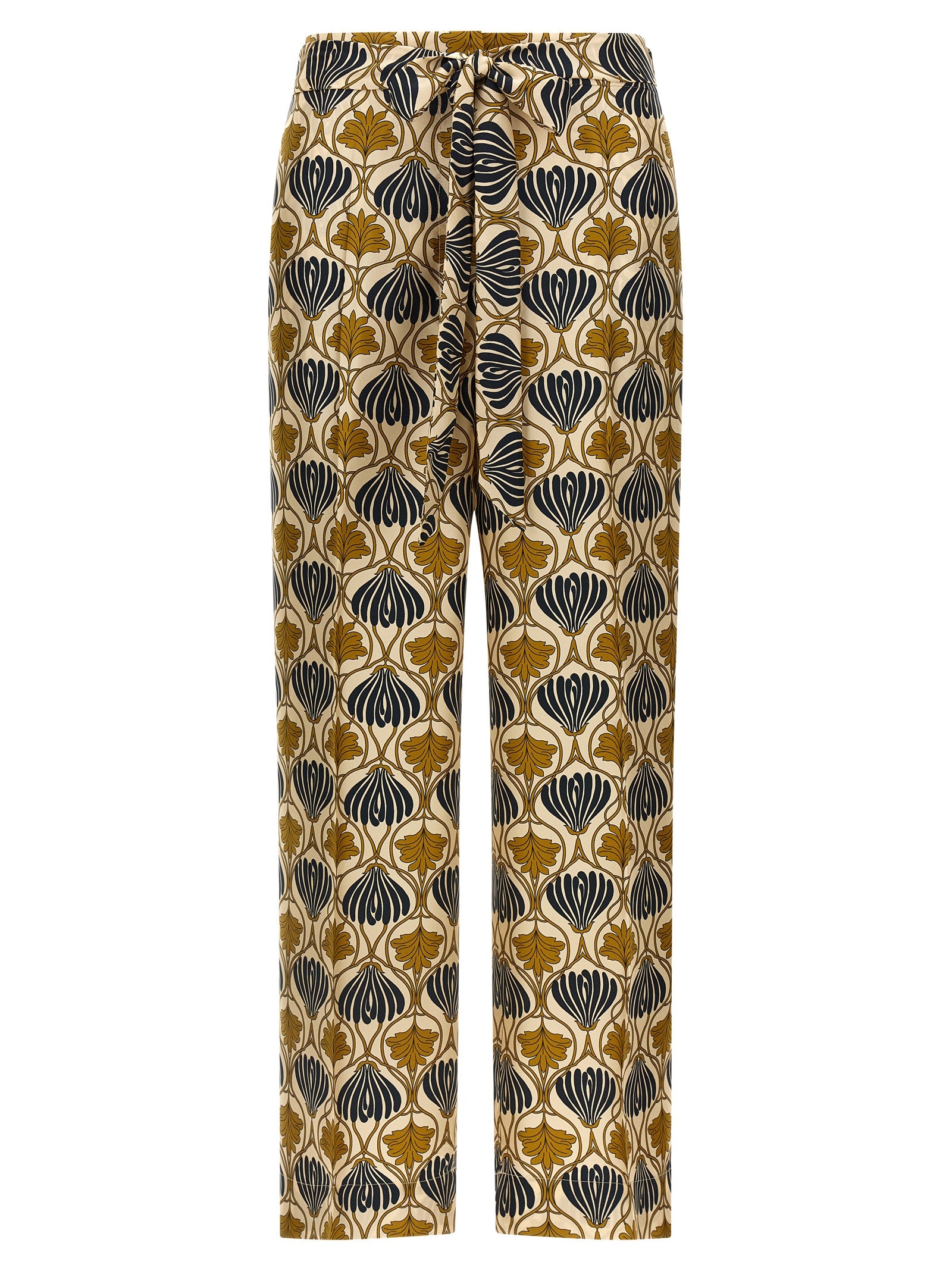 Bicolor Silk Casual Pants