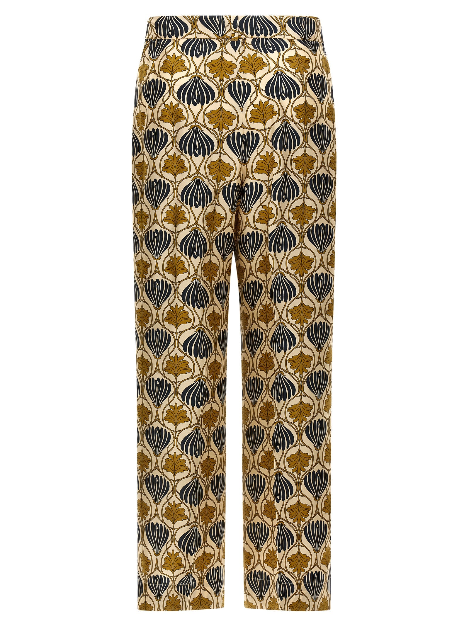 Bicolor Silk Casual Pants