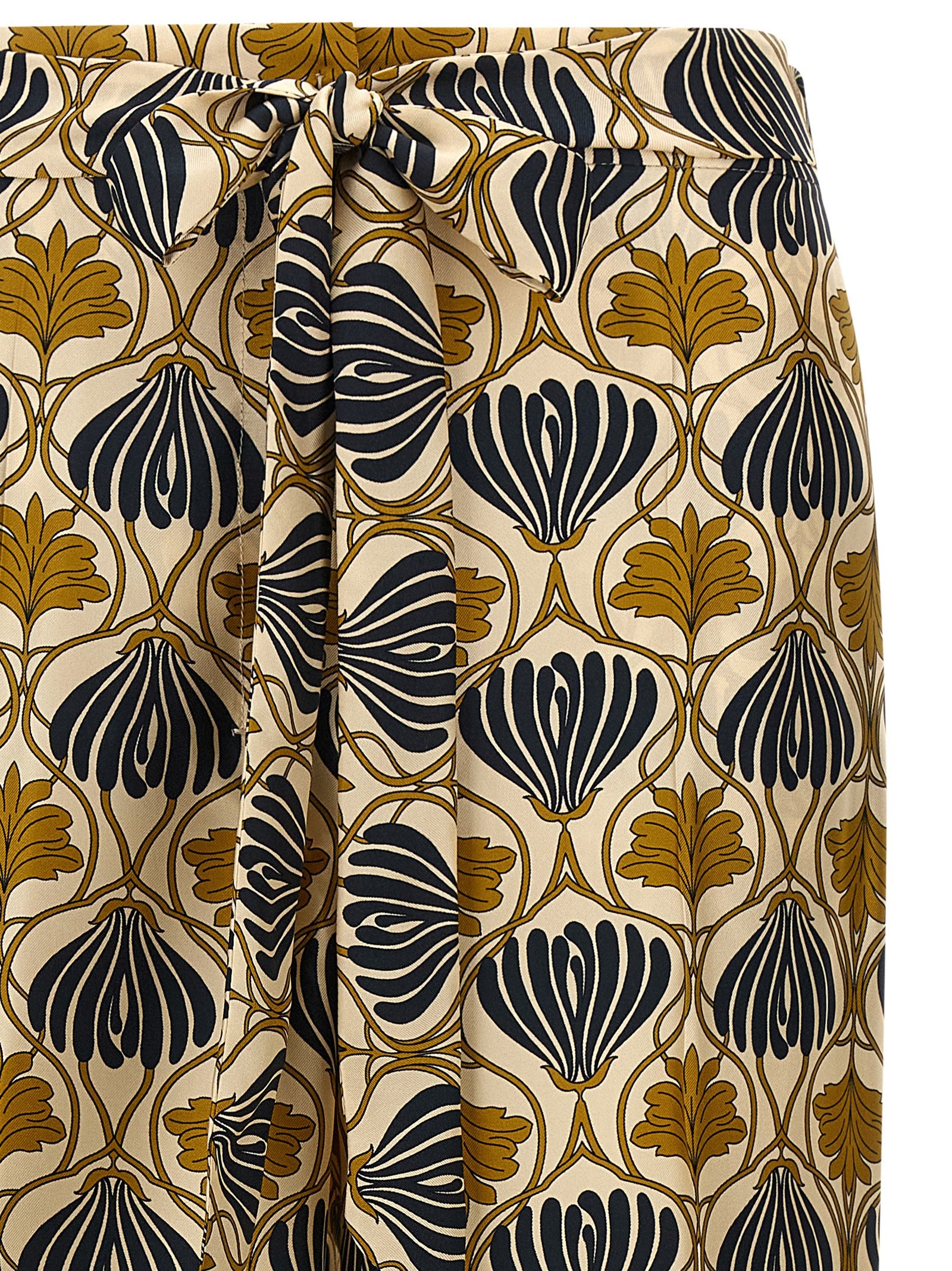 Bicolor Silk Casual Pants