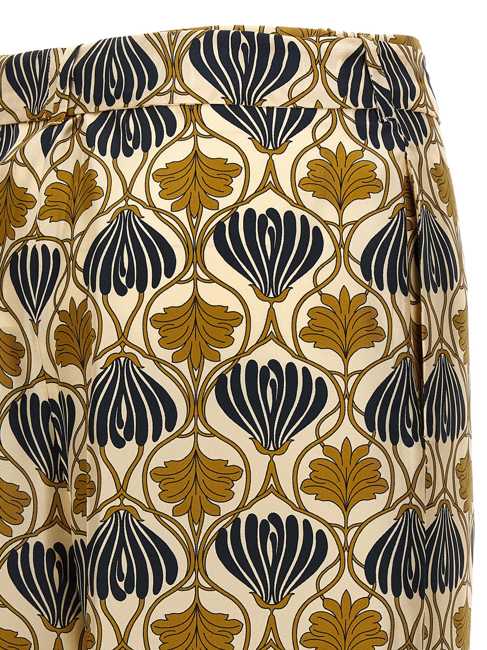 Bicolor Silk Casual Pants