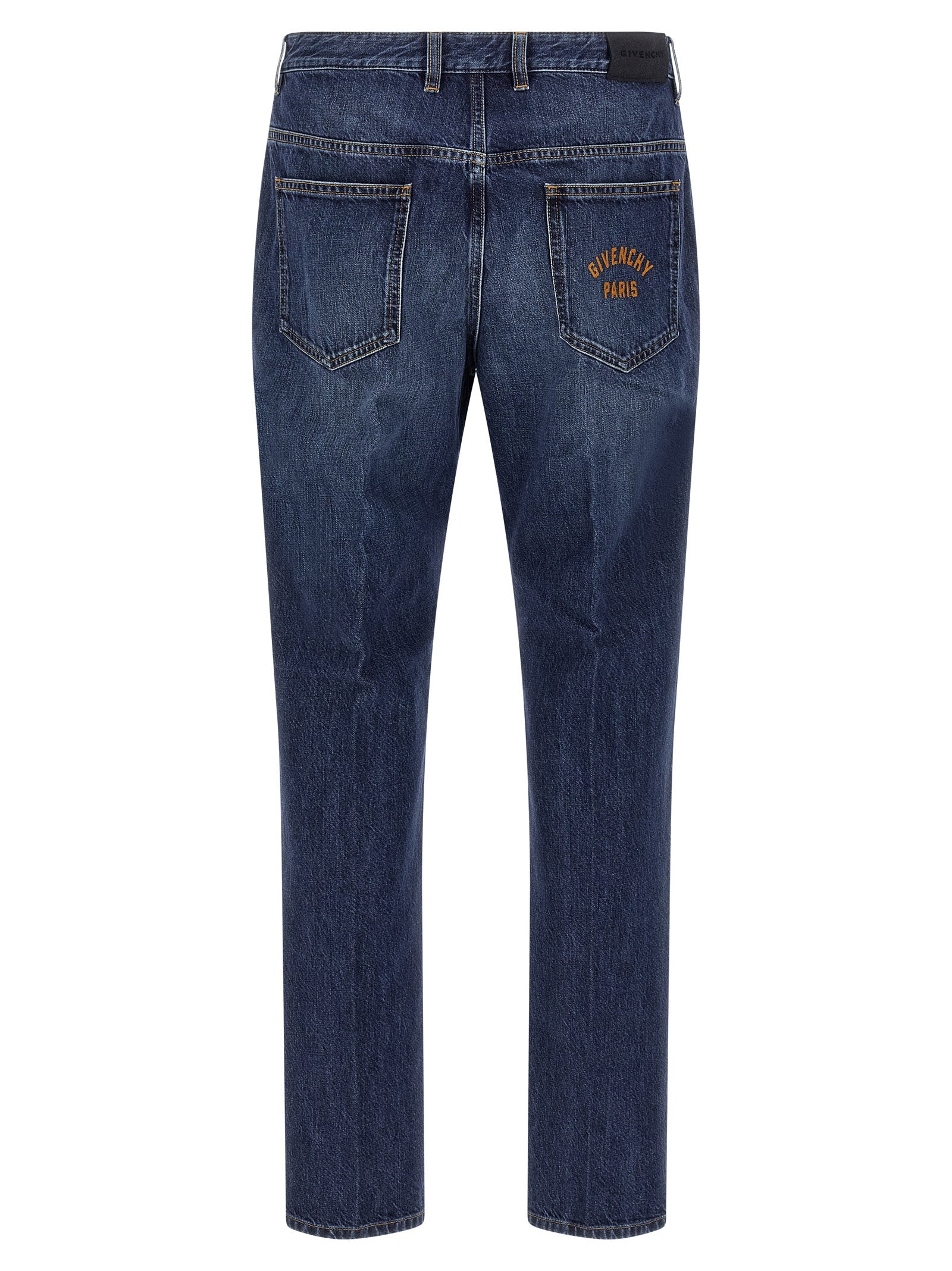 Blue Cotton Straight-Leg Jeans
