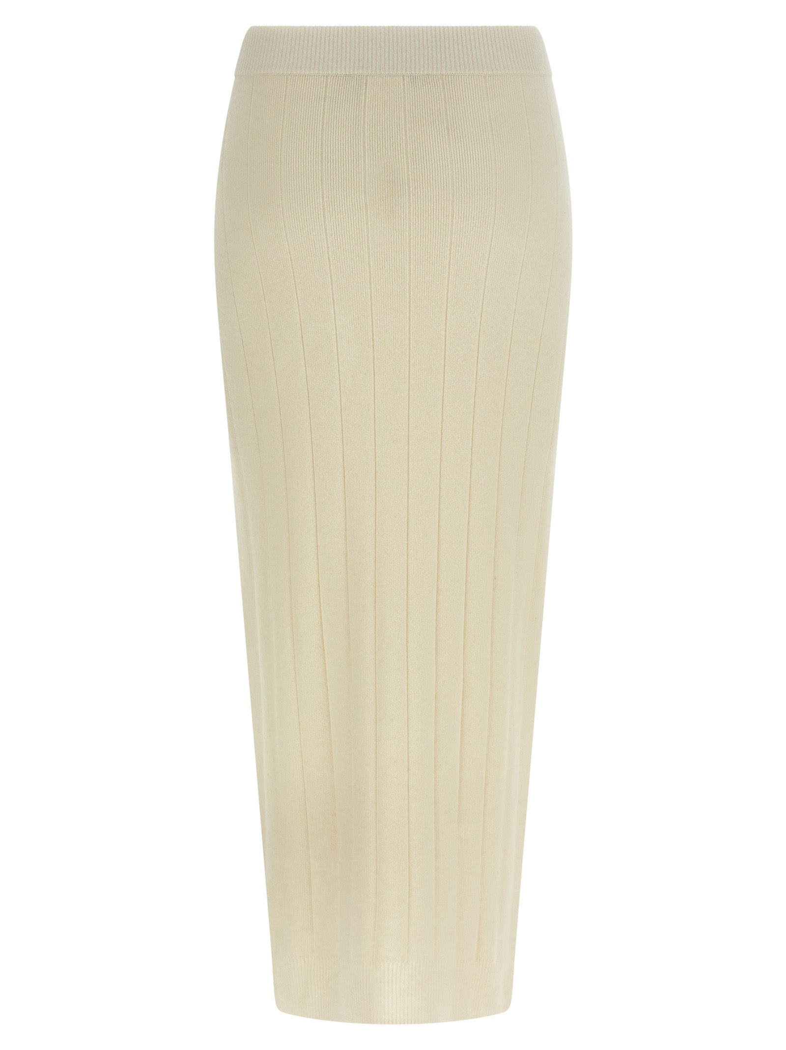 White Cashmere Midi Skirt