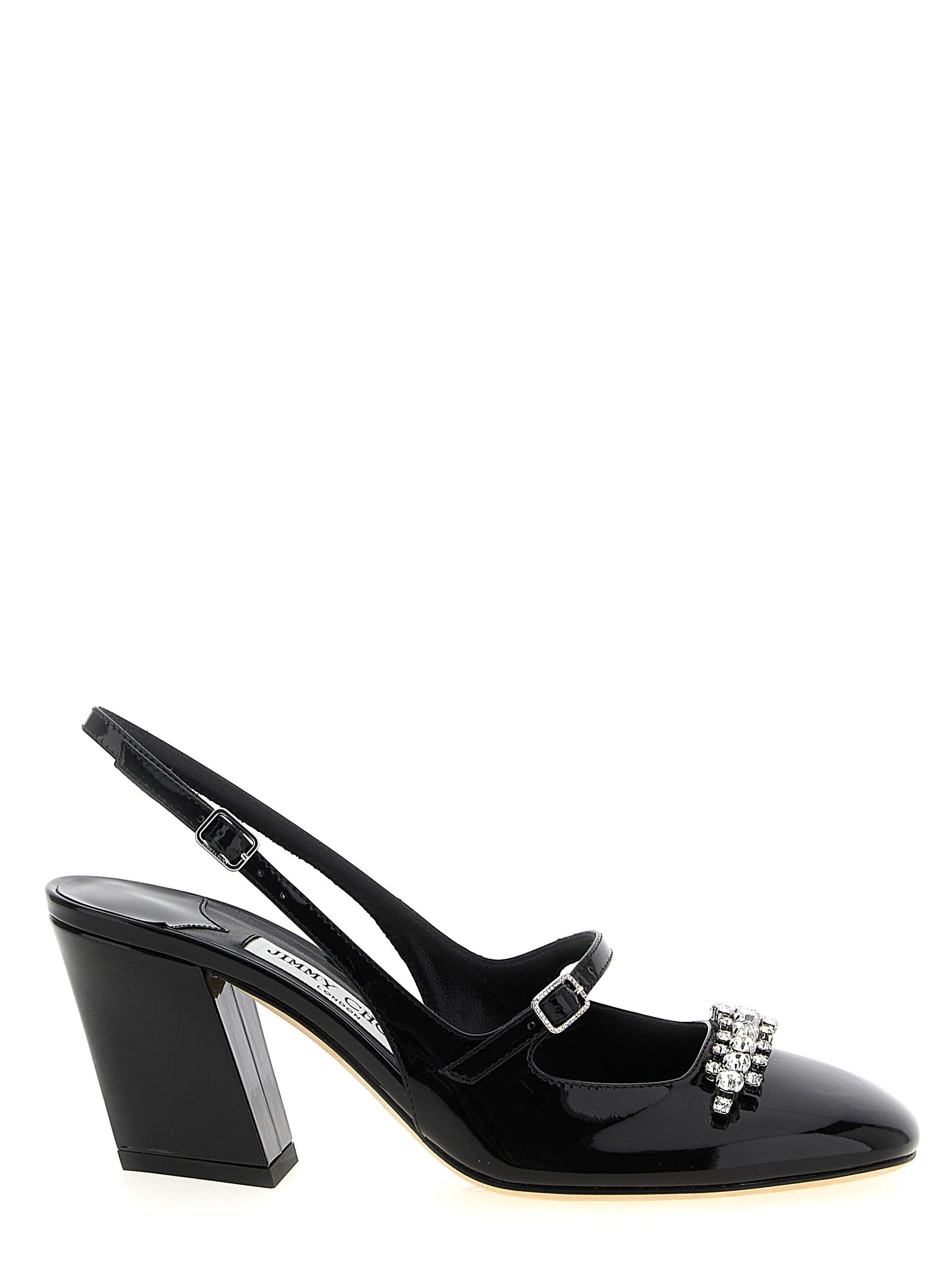Black Leather Mid Heel Pumps
