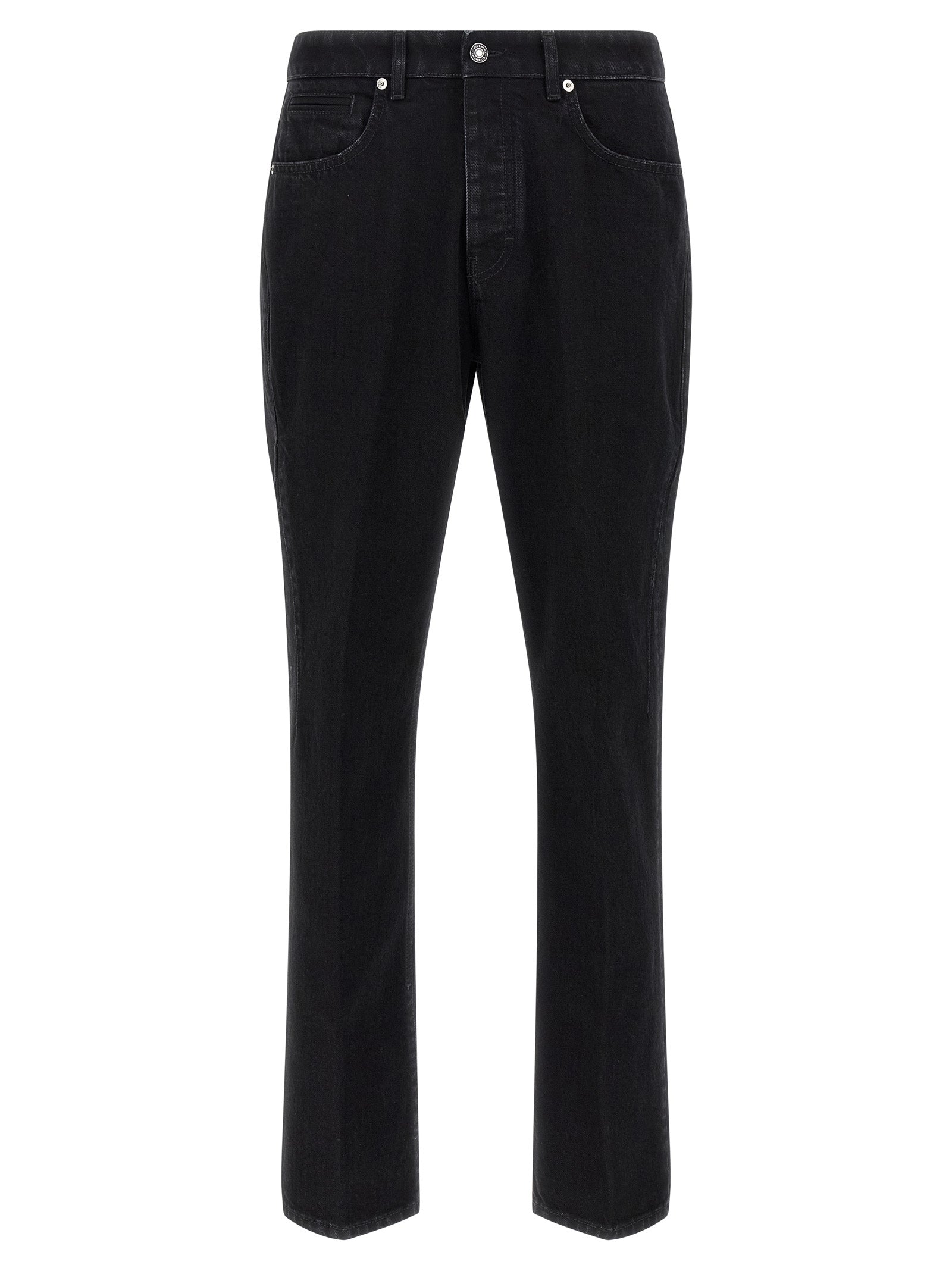 Black Cotton Straight-Leg Jeans