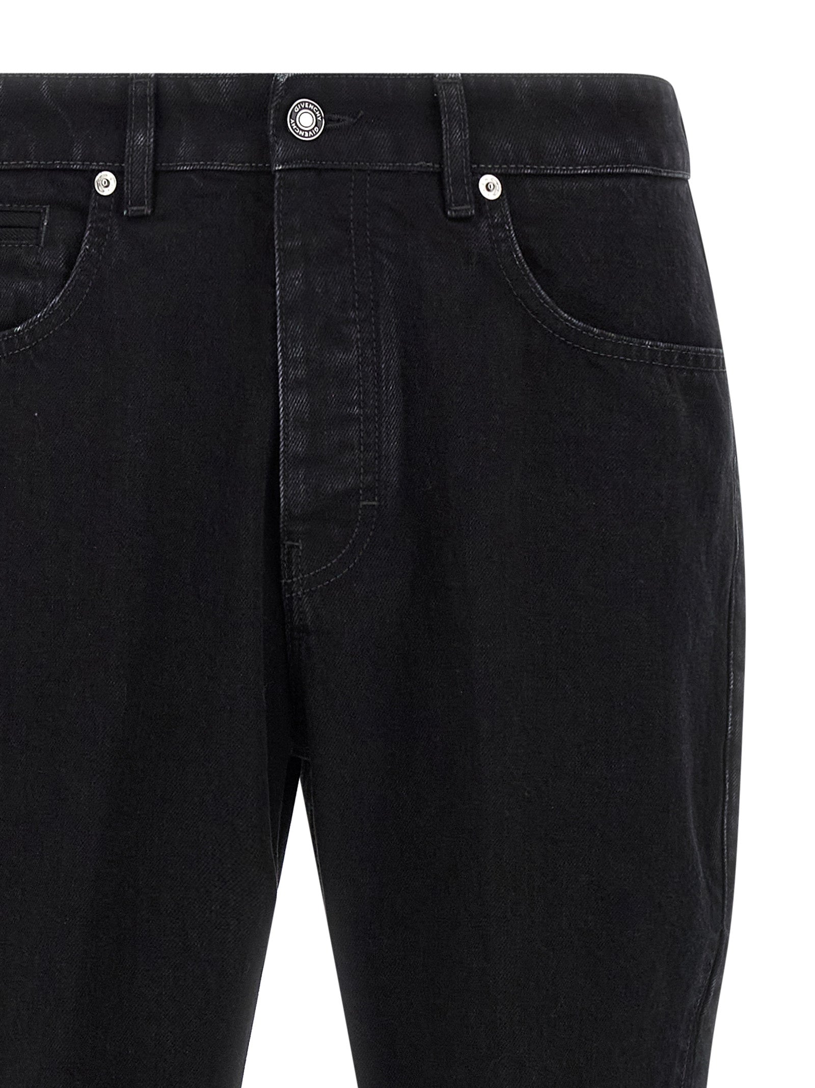 Black Cotton Straight-Leg Jeans