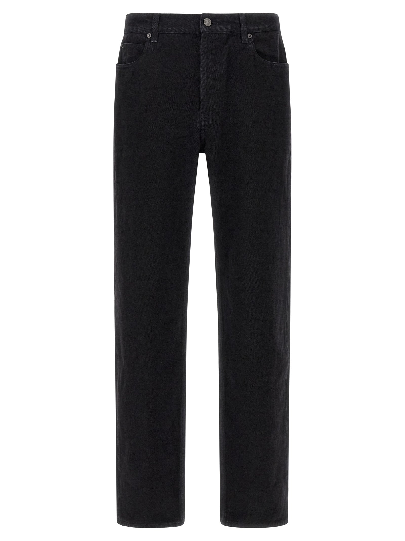 Black Cotton Straight-Leg Jeans