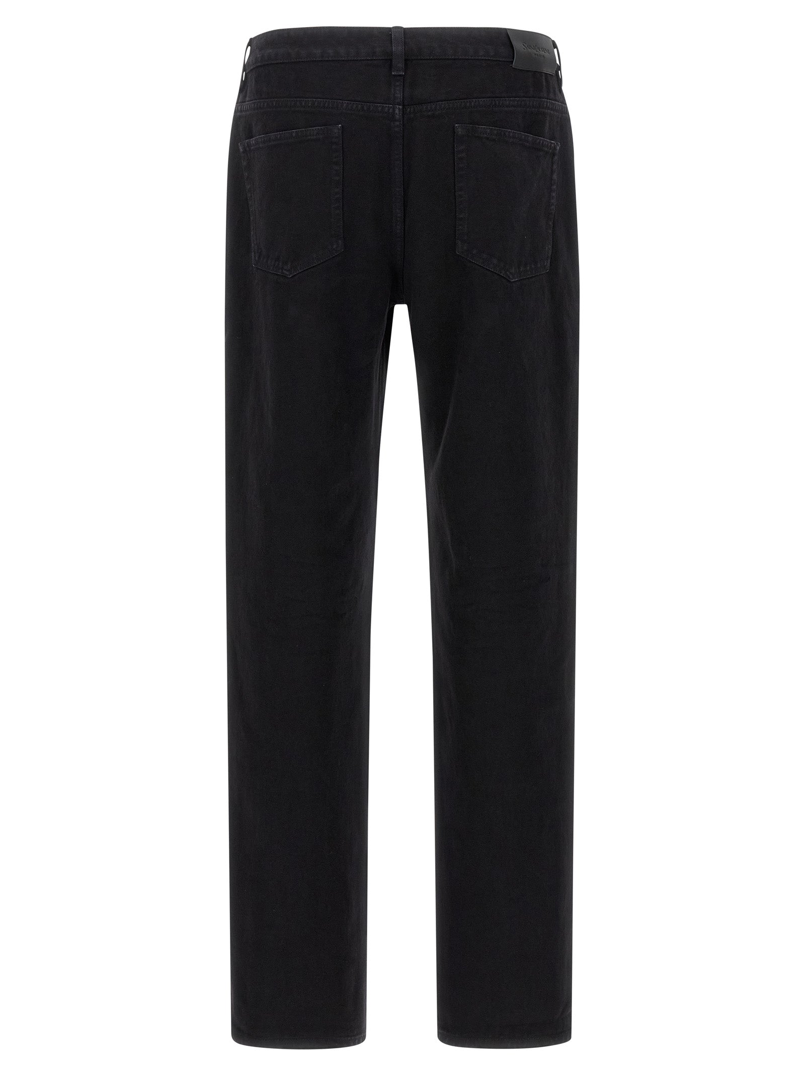 Black Cotton Straight-Leg Jeans