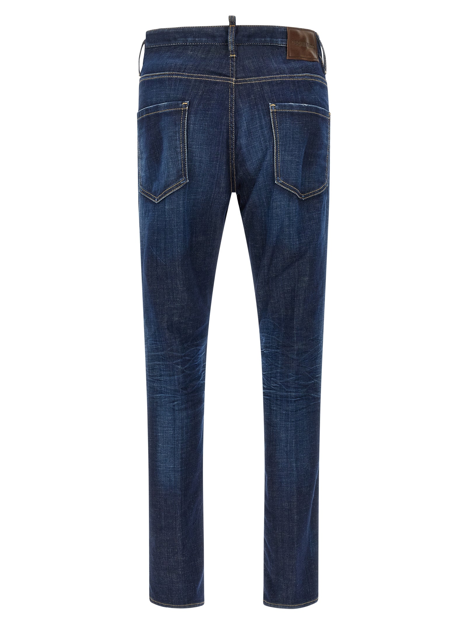 Blue Cotton Straight-Leg Jeans