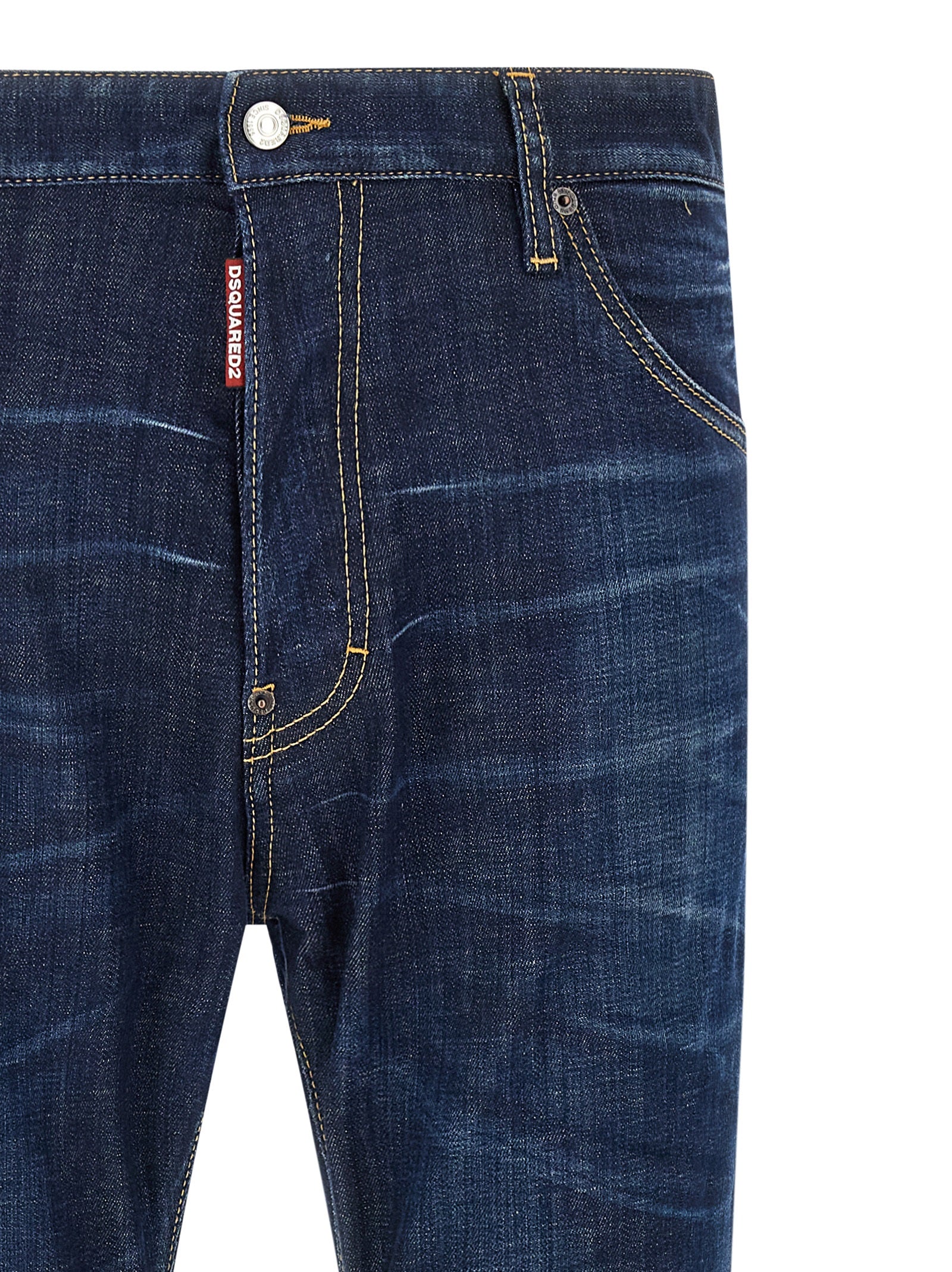Blue Cotton Straight-Leg Jeans