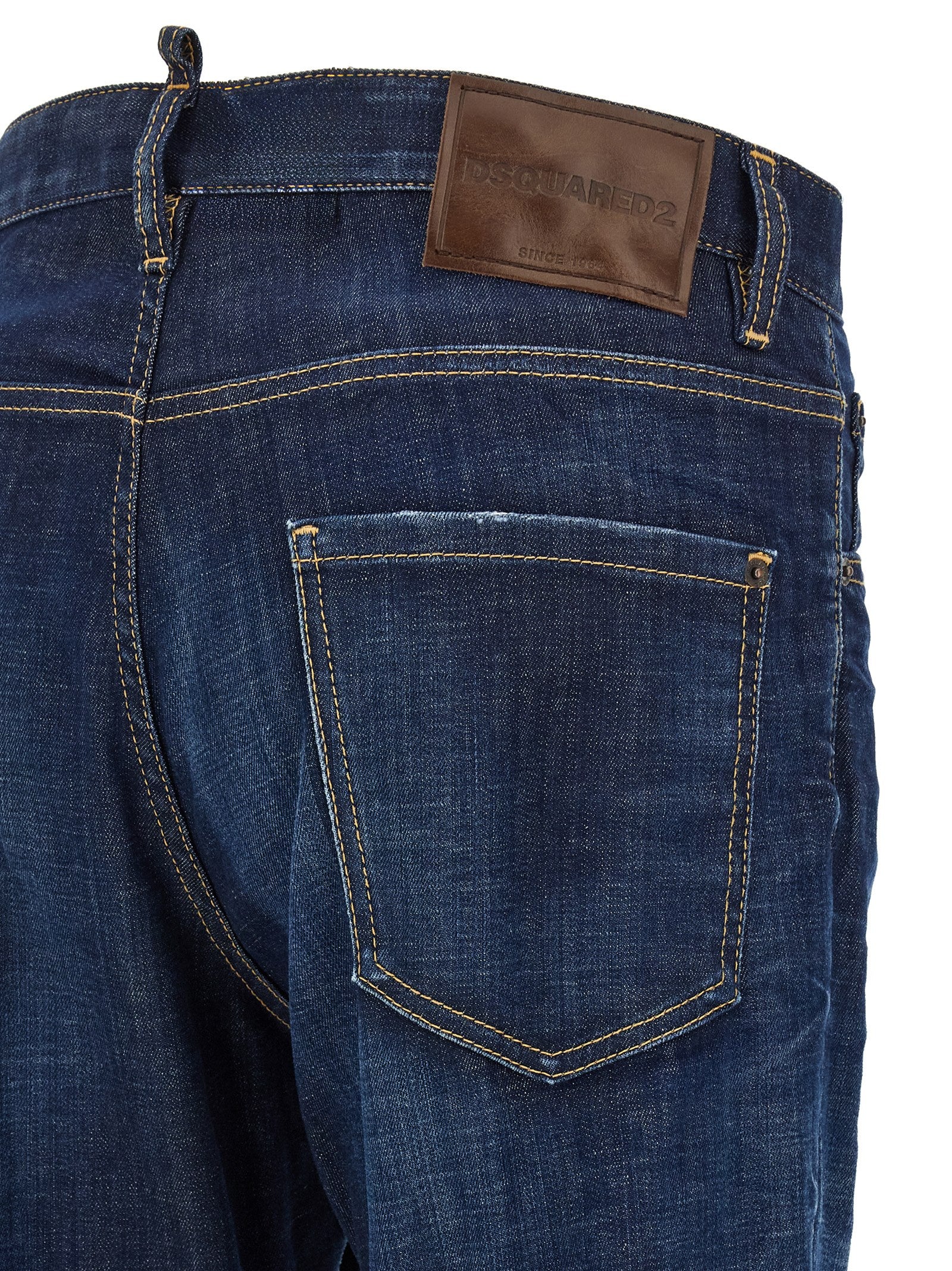 Blue Cotton Straight-Leg Jeans