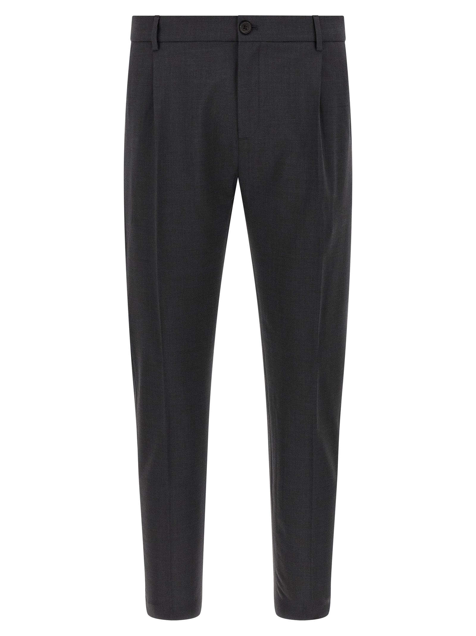 Gray Virgin Wool Cropped Pants