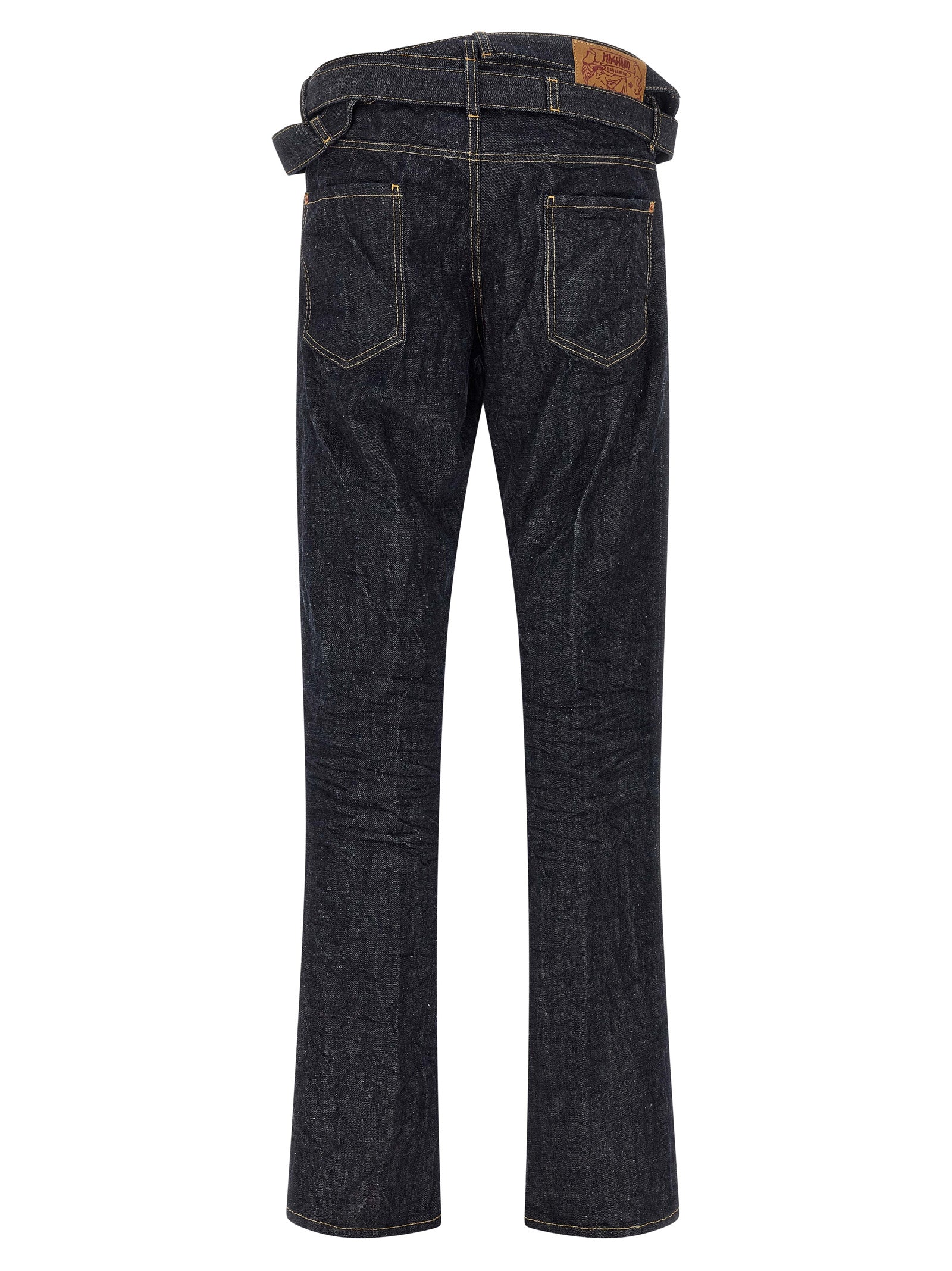 Blue Cotton Straight-Leg Jeans