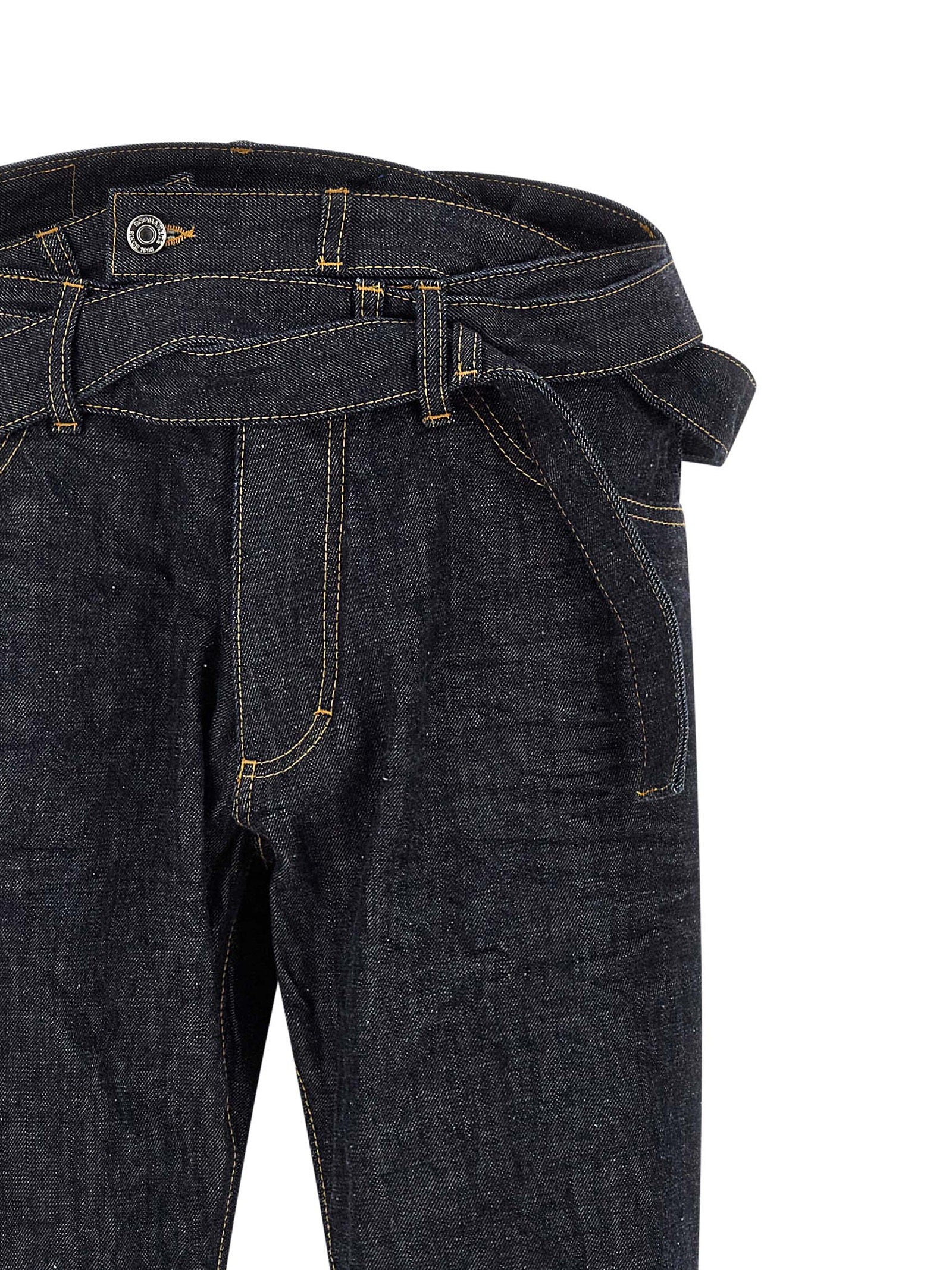 Blue Cotton Straight-Leg Jeans
