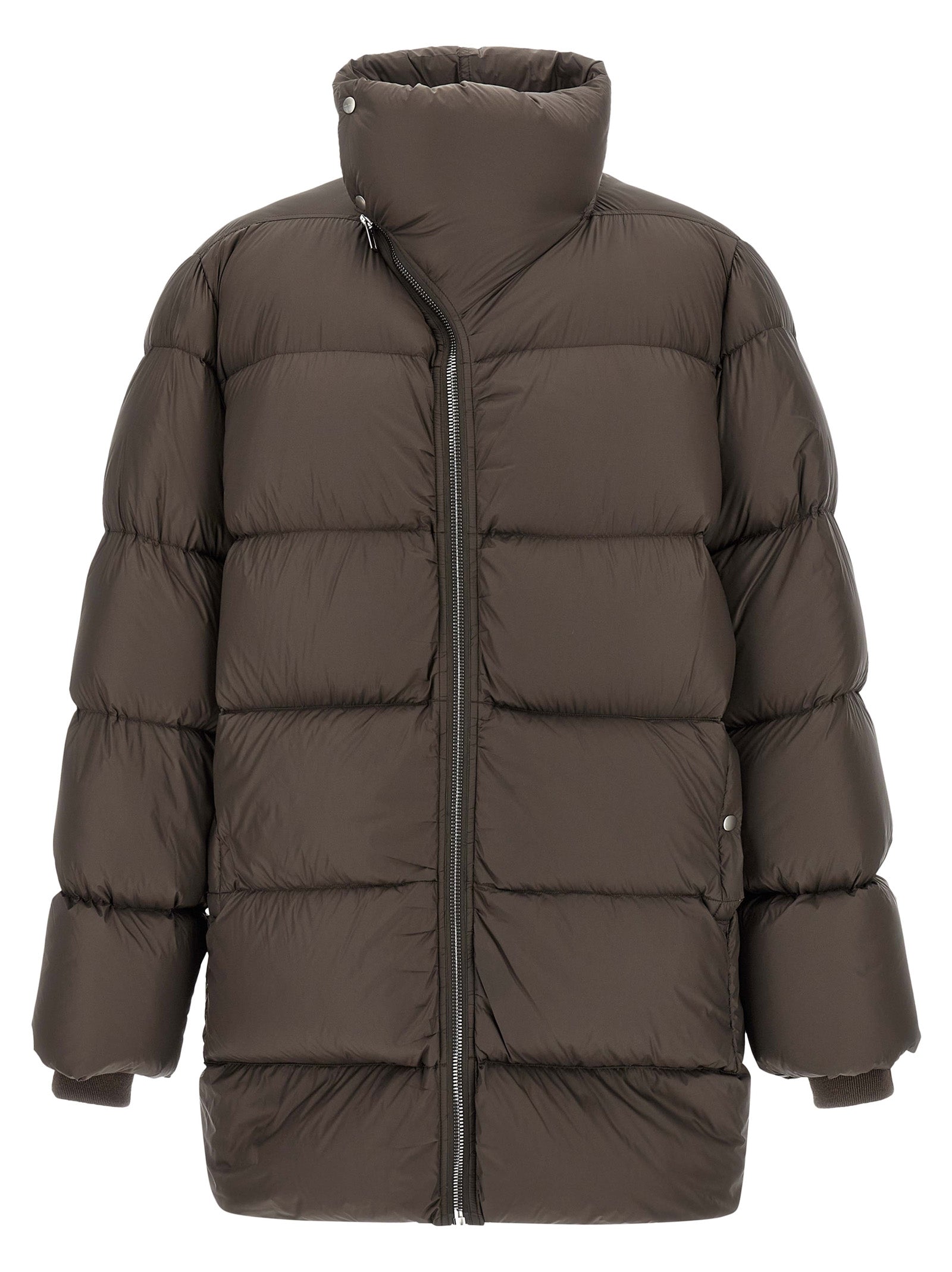 Brown Nylon Full-Length Jacket