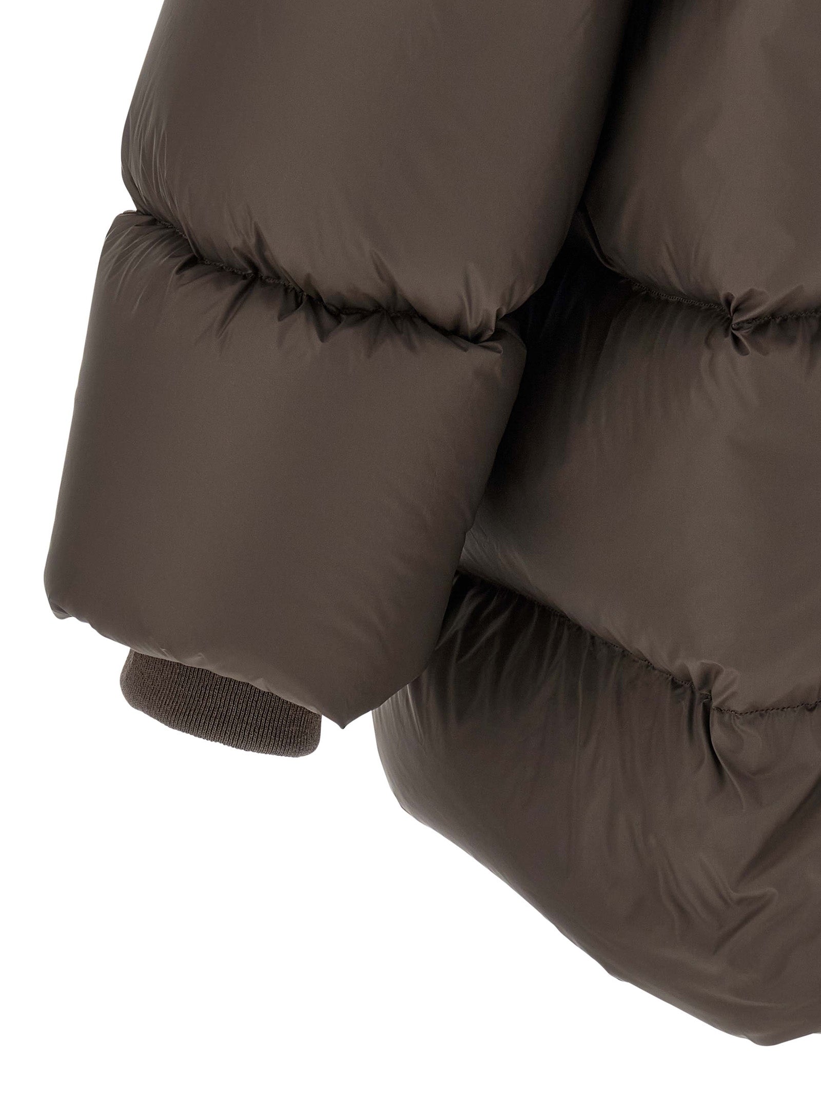Brown Nylon Full-Length Jacket
