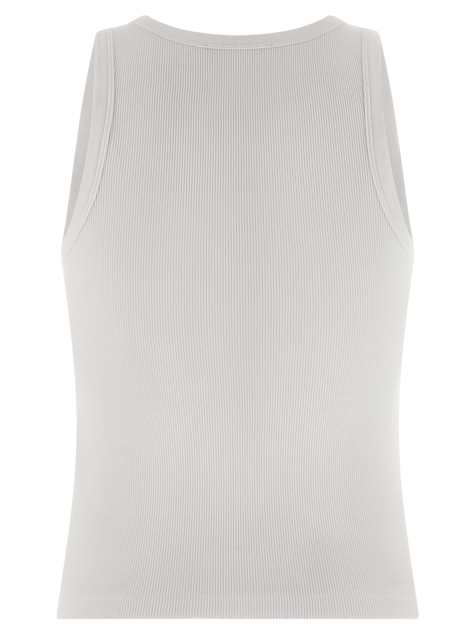 White Cotton Sleeveles T-Shirt