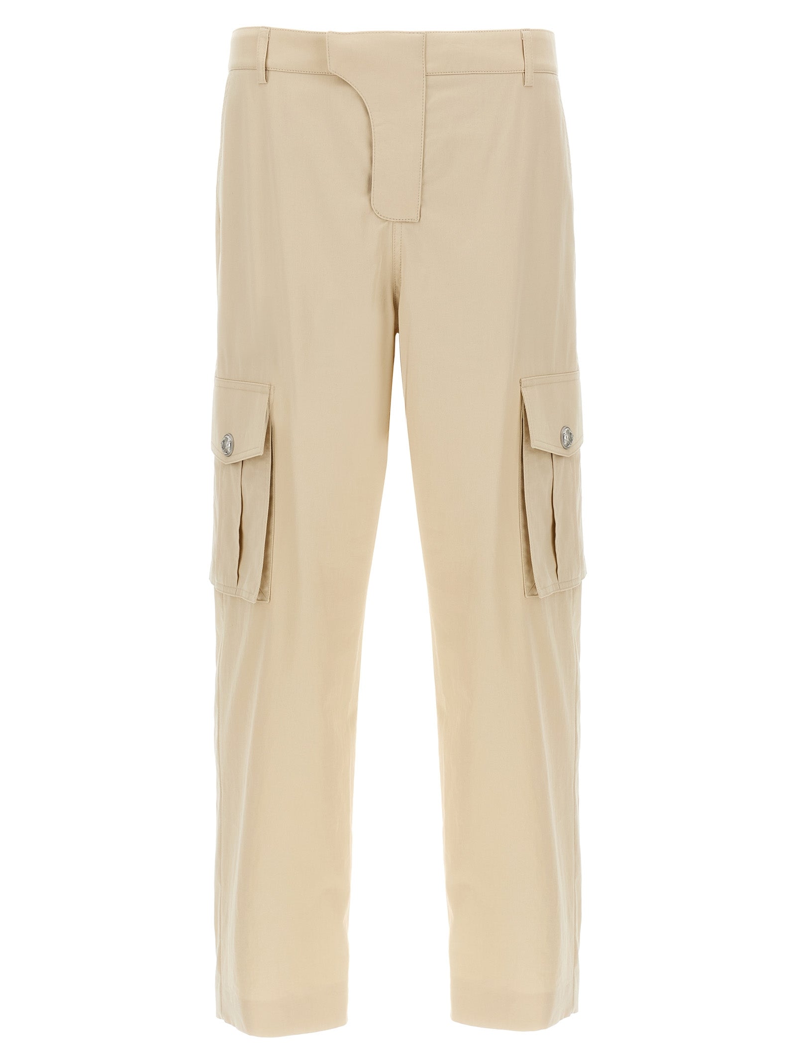 Beige Cotton Cargo Pants
