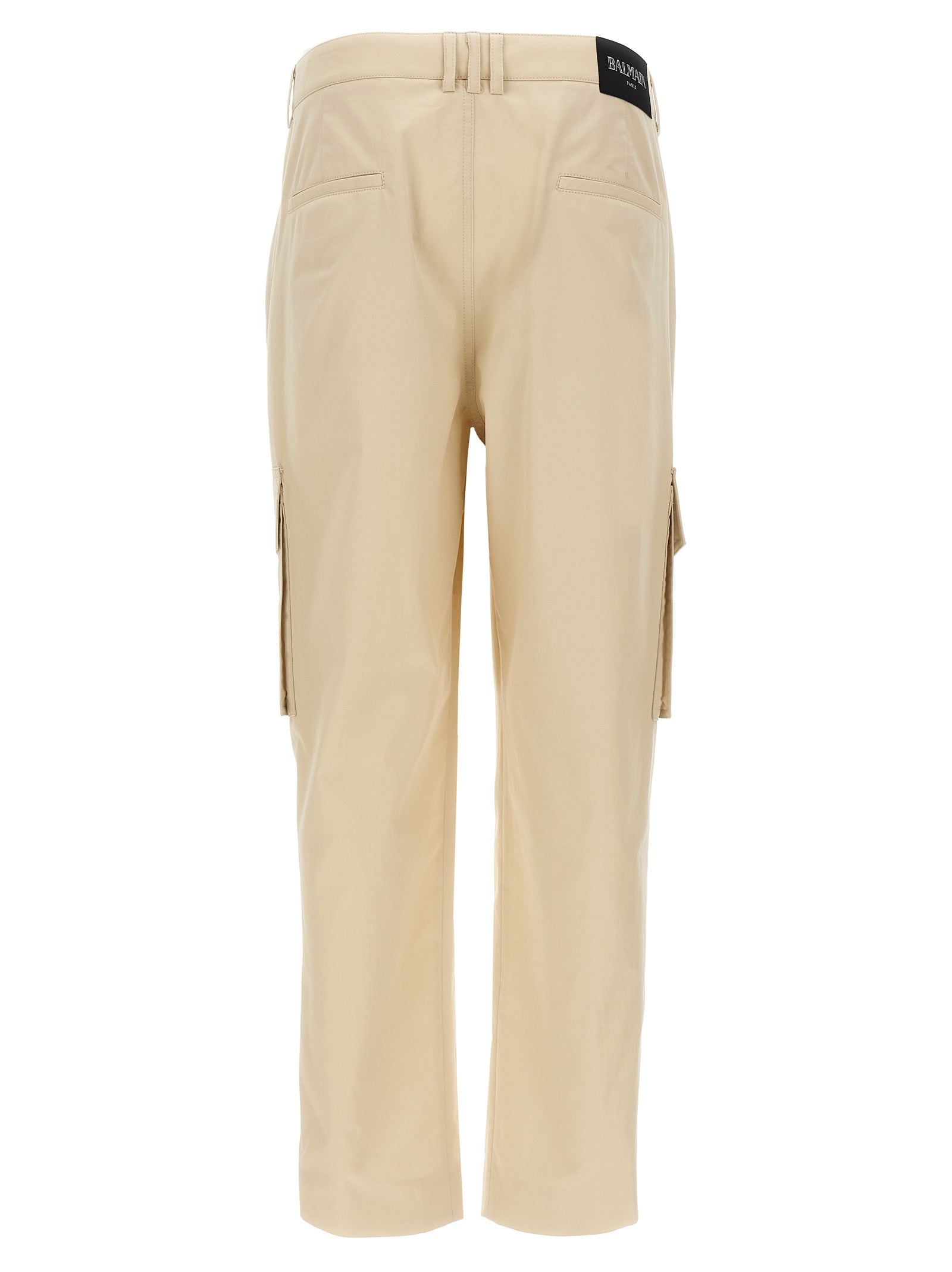 Beige Cotton Cargo Pants