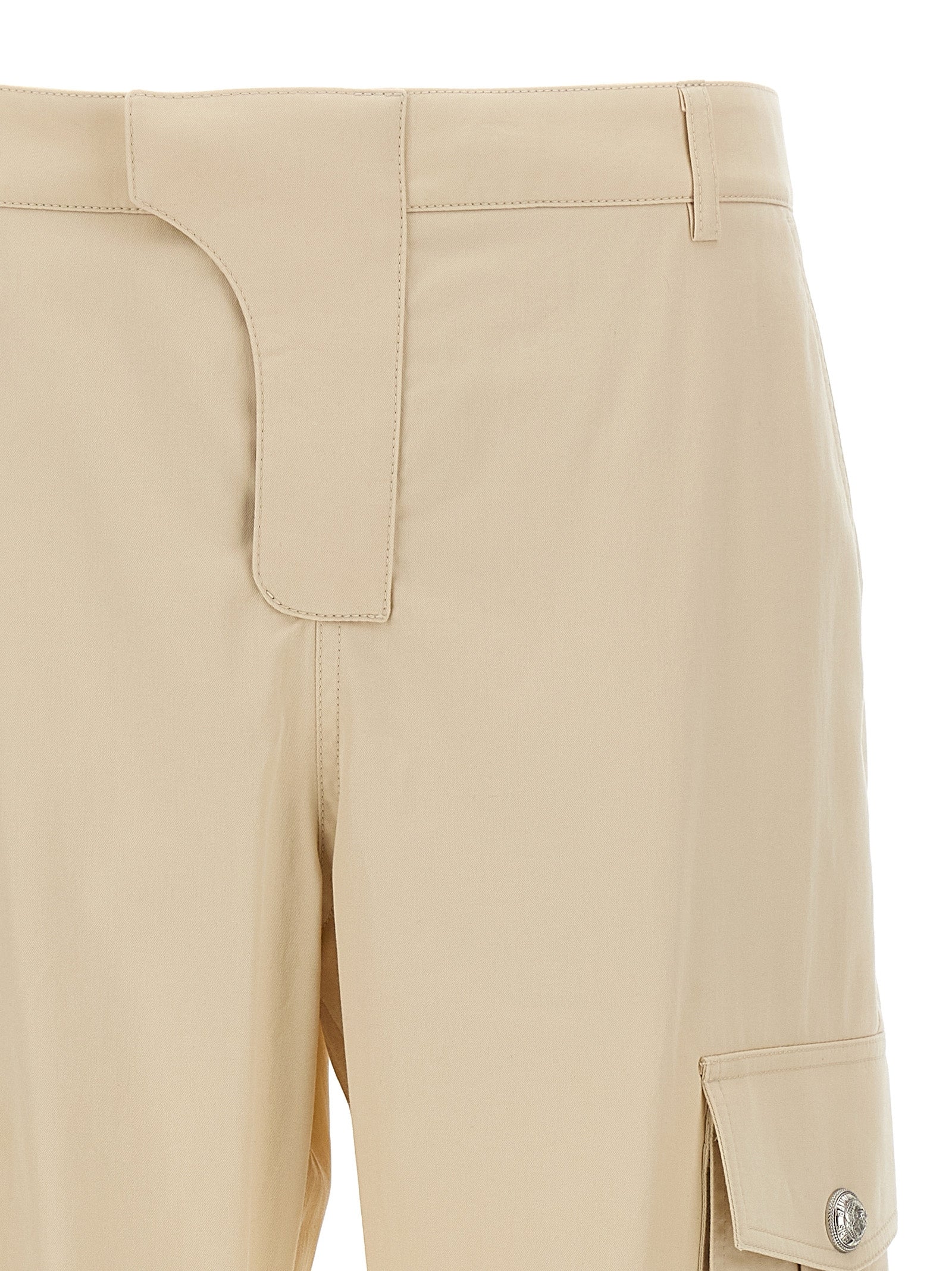 Beige Cotton Cargo Pants