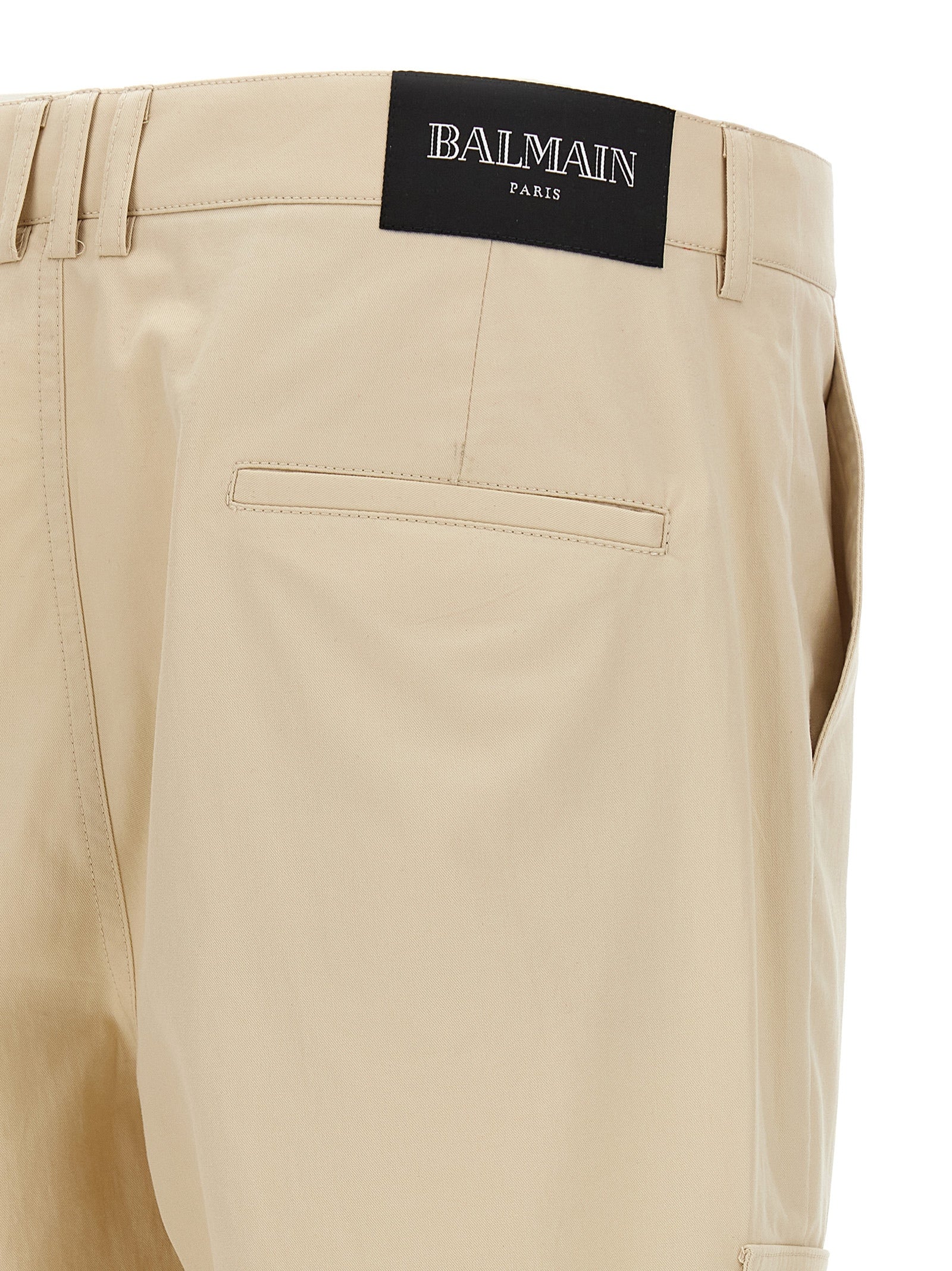 Beige Cotton Cargo Pants
