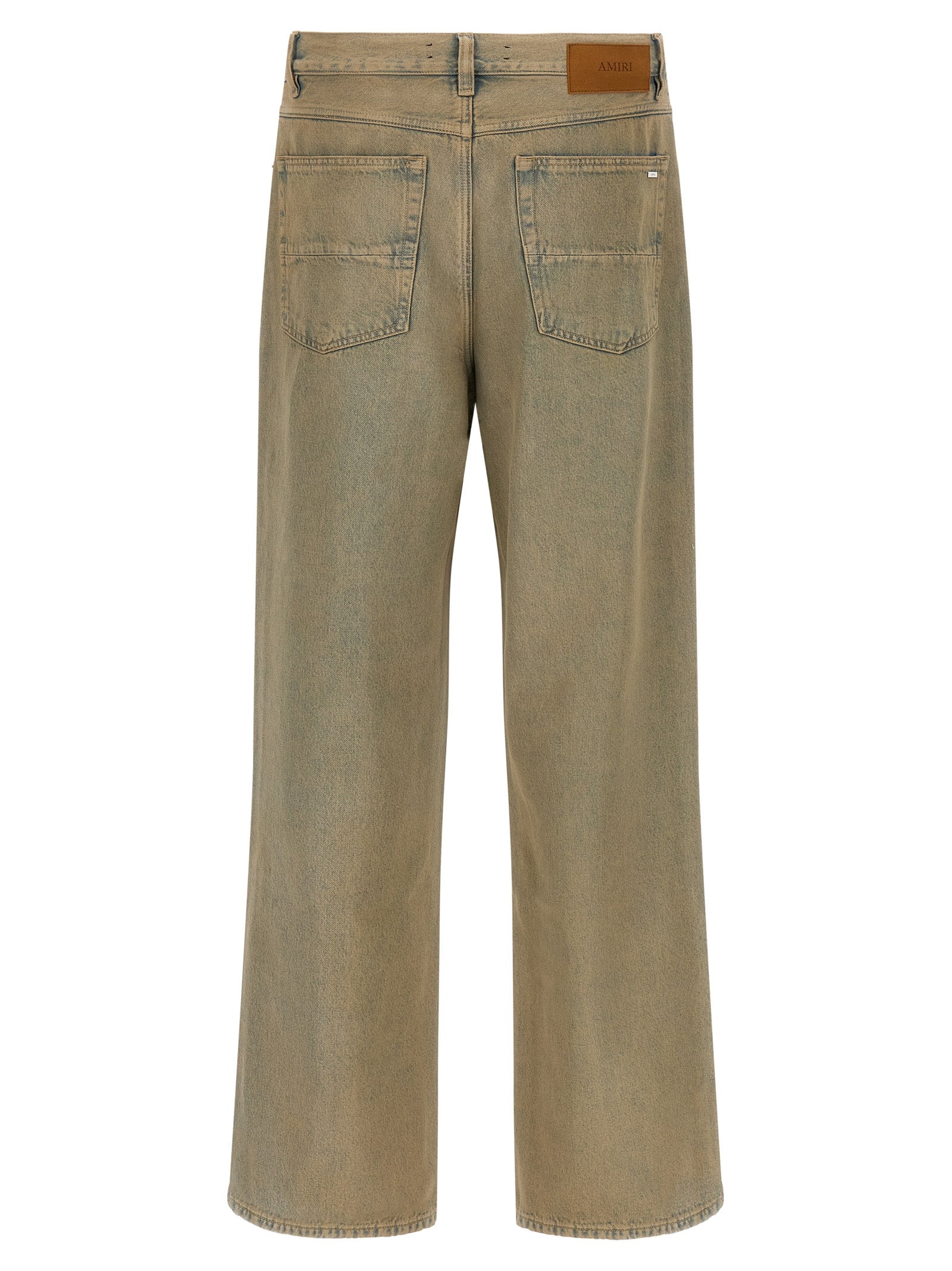 Beige Cotton Straight-Leg Jeans