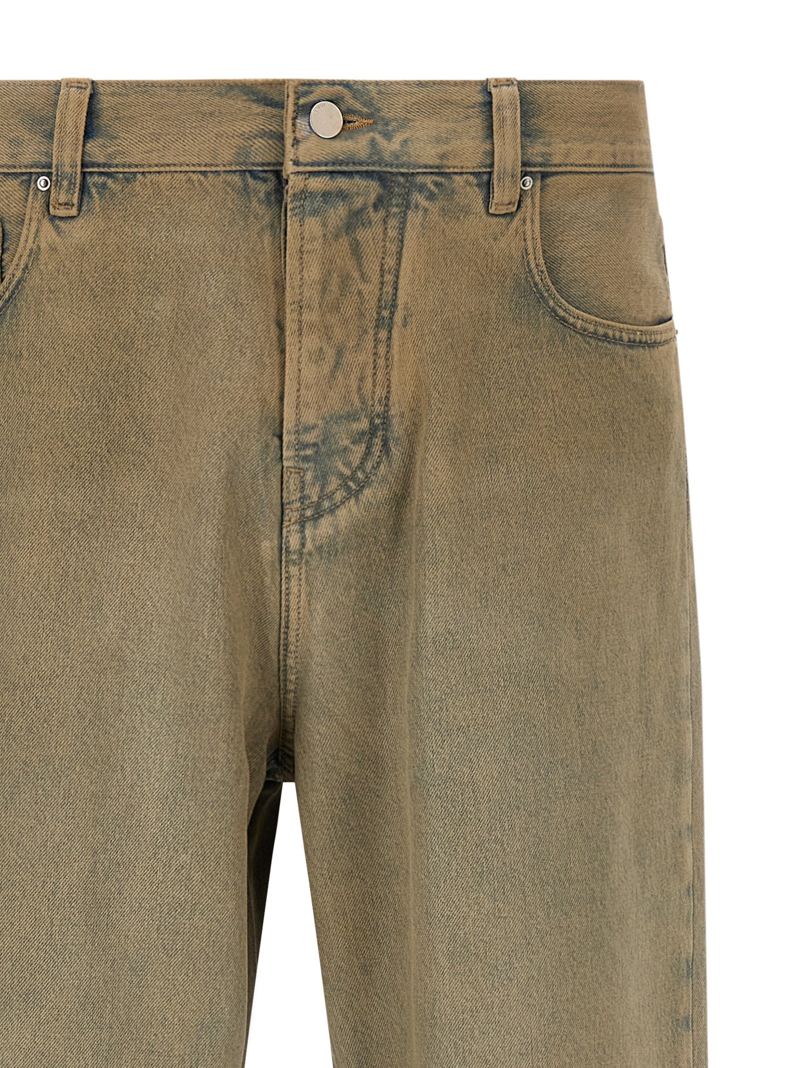 Beige Cotton Straight-Leg Jeans
