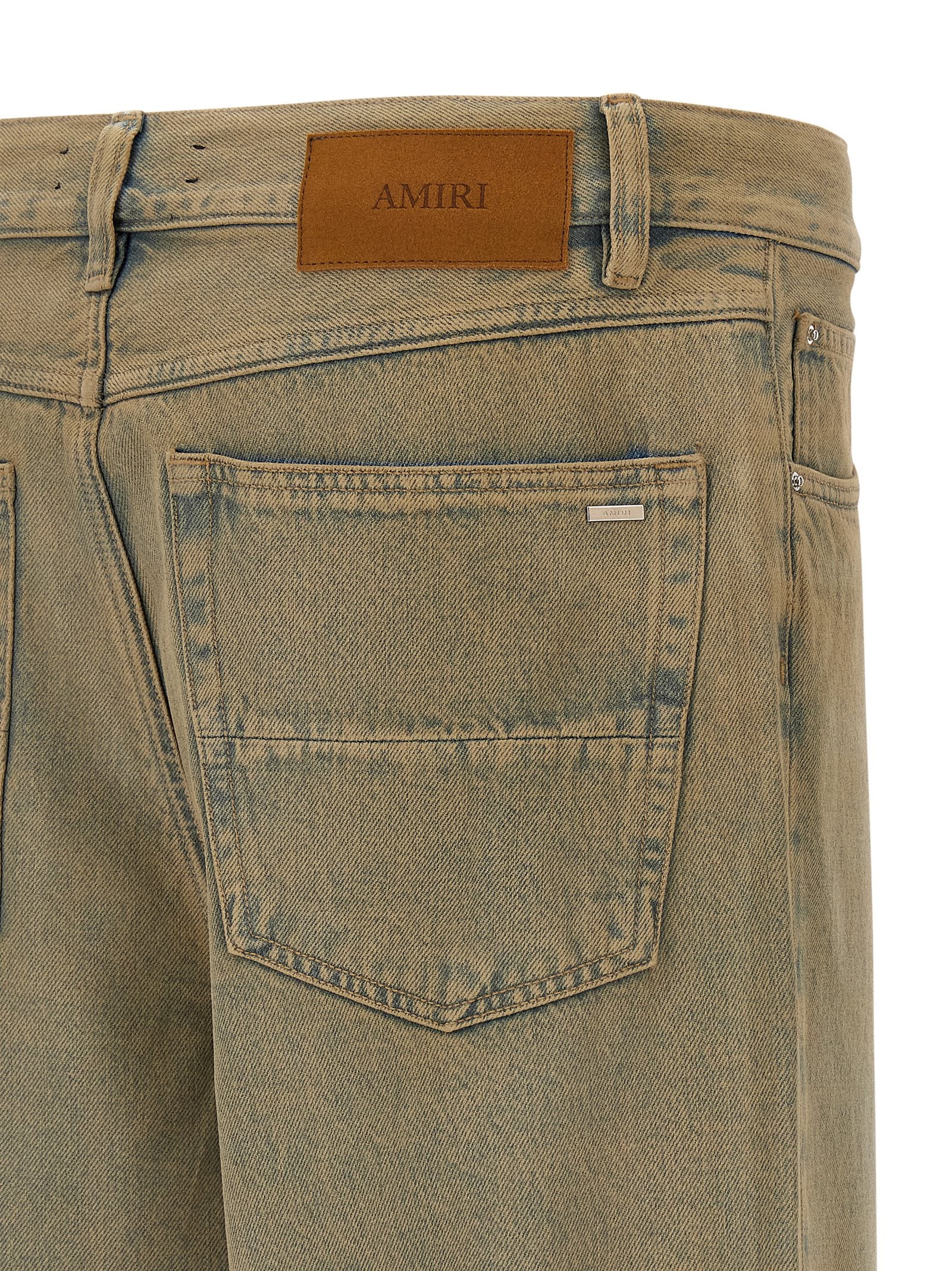 Beige Cotton Straight-Leg Jeans