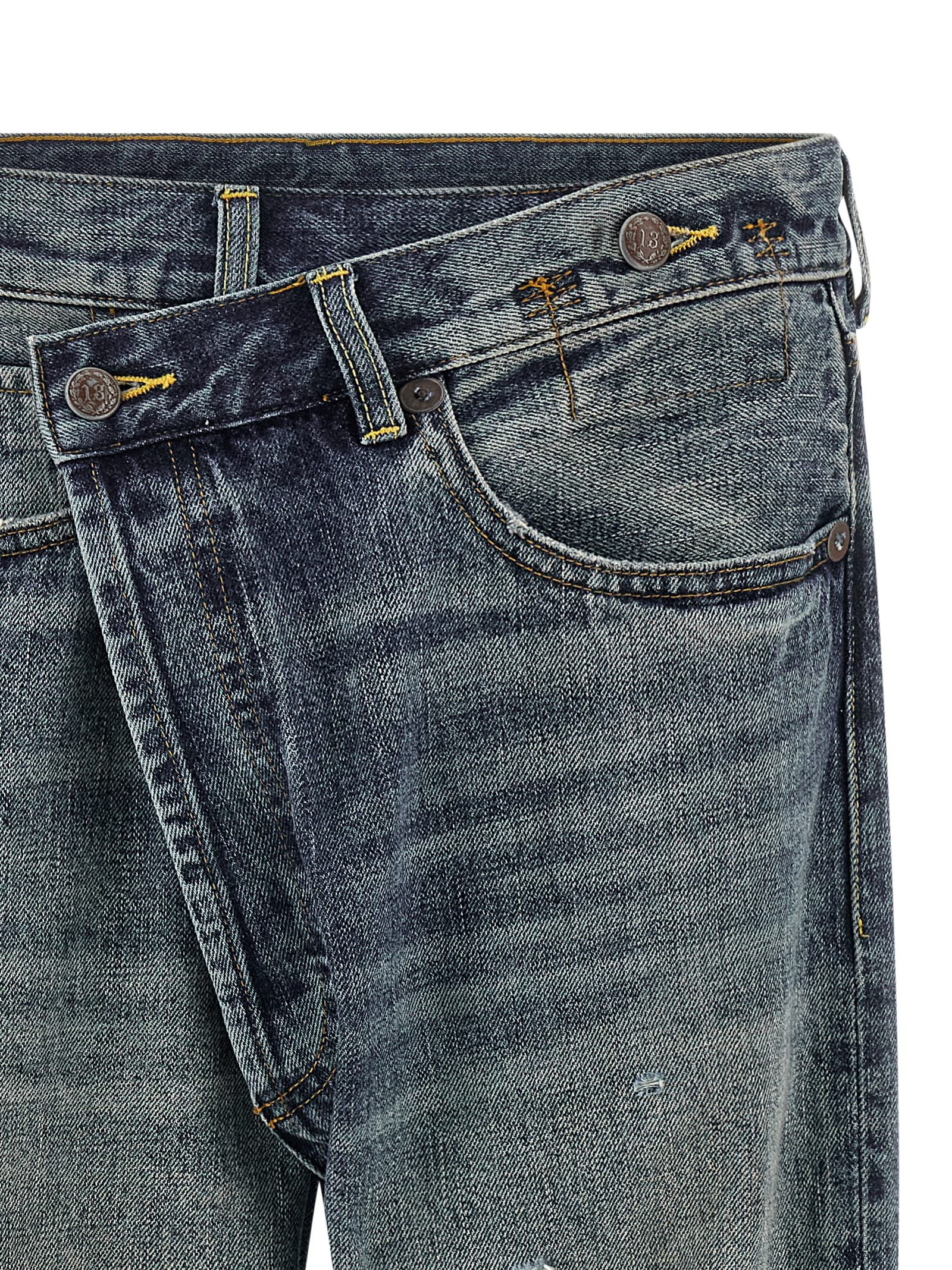 Blue Cotton Straight-Leg Jeans