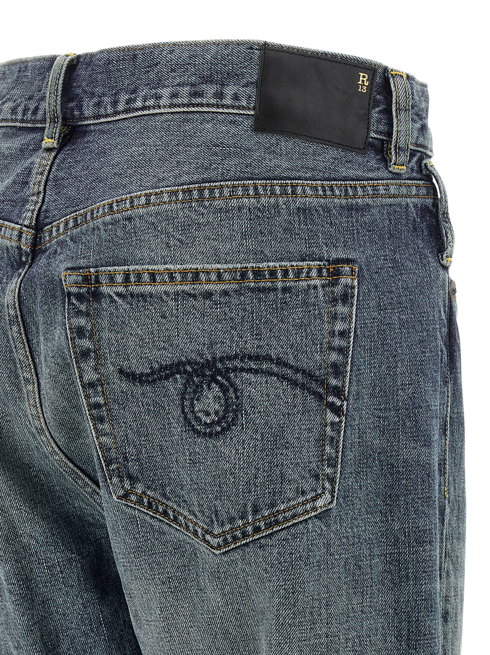 Blue Cotton Straight-Leg Jeans