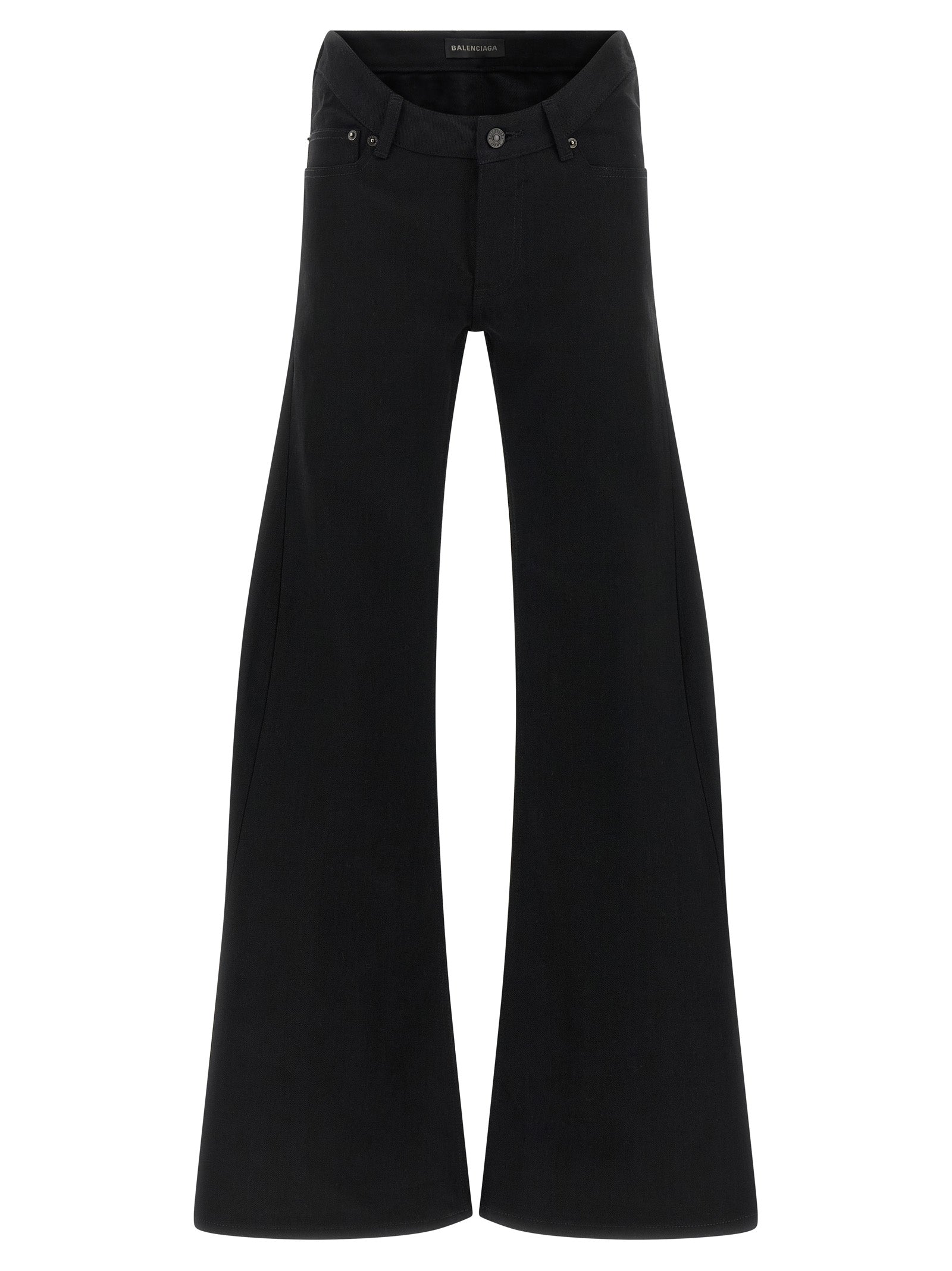 Black Cotton Flared Jeans