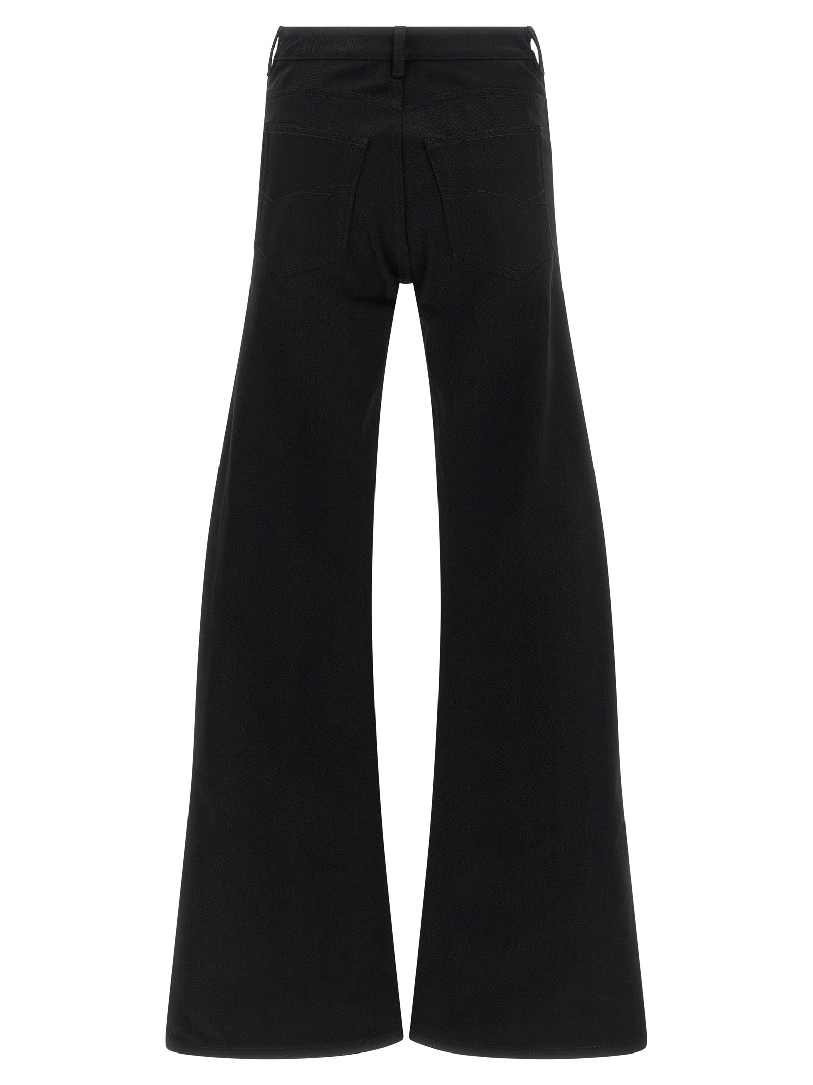 Black Cotton Flared Jeans
